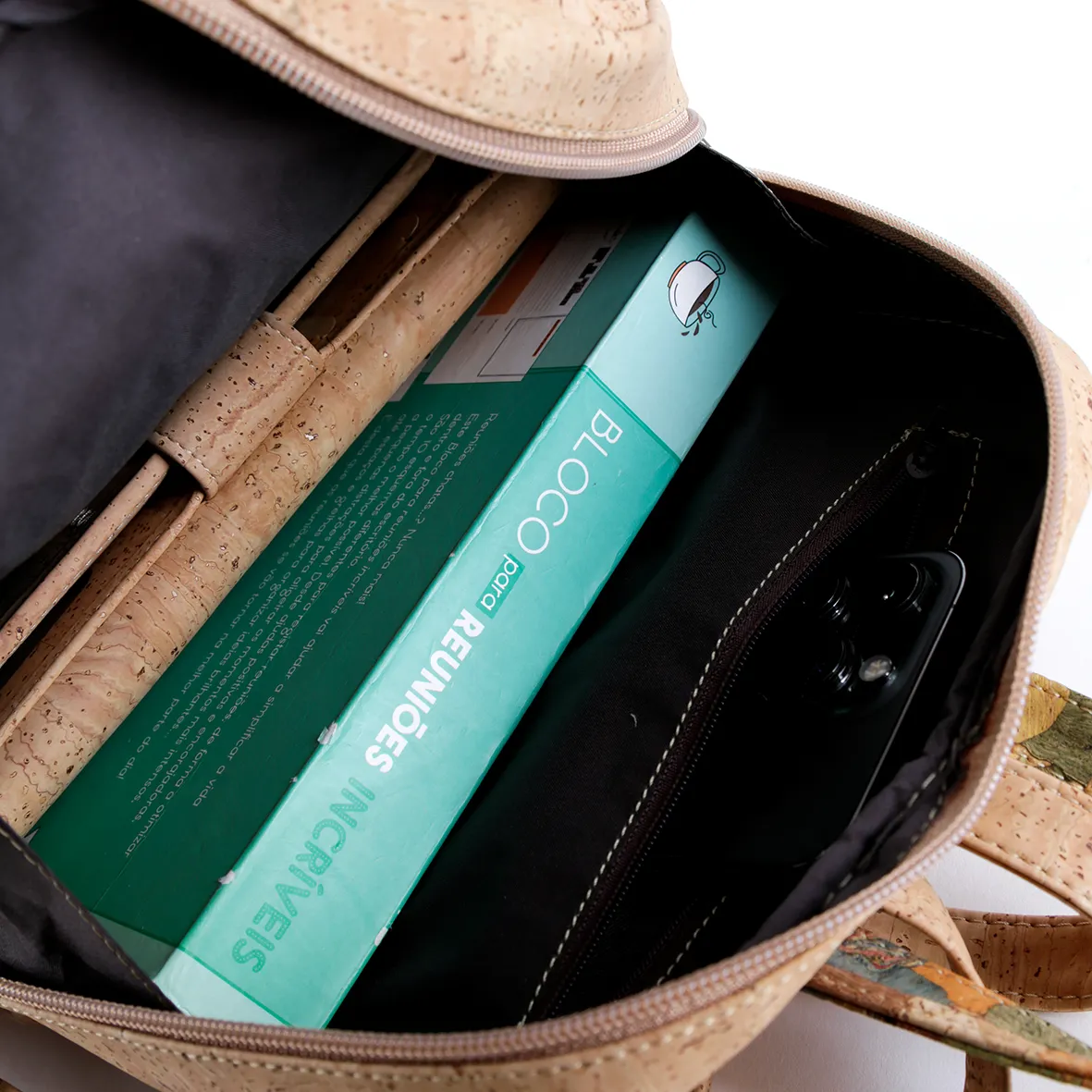 Functional Cork Backpack with a Large Front Pocket