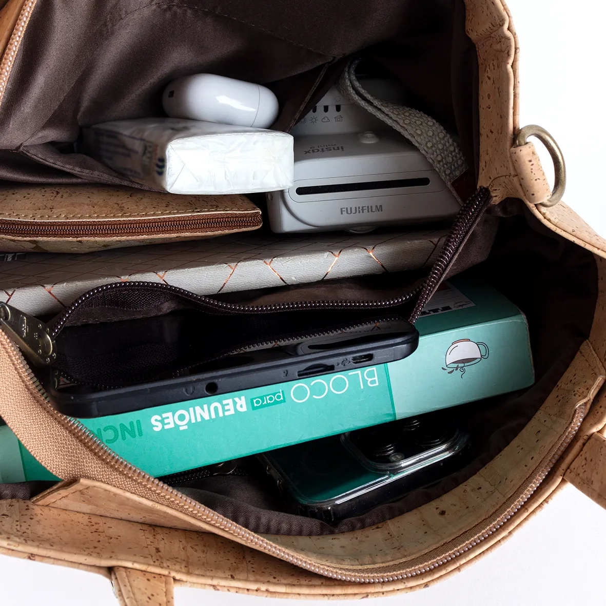 Versatile 2-in-1 Cork Bag with Multiple Compartments