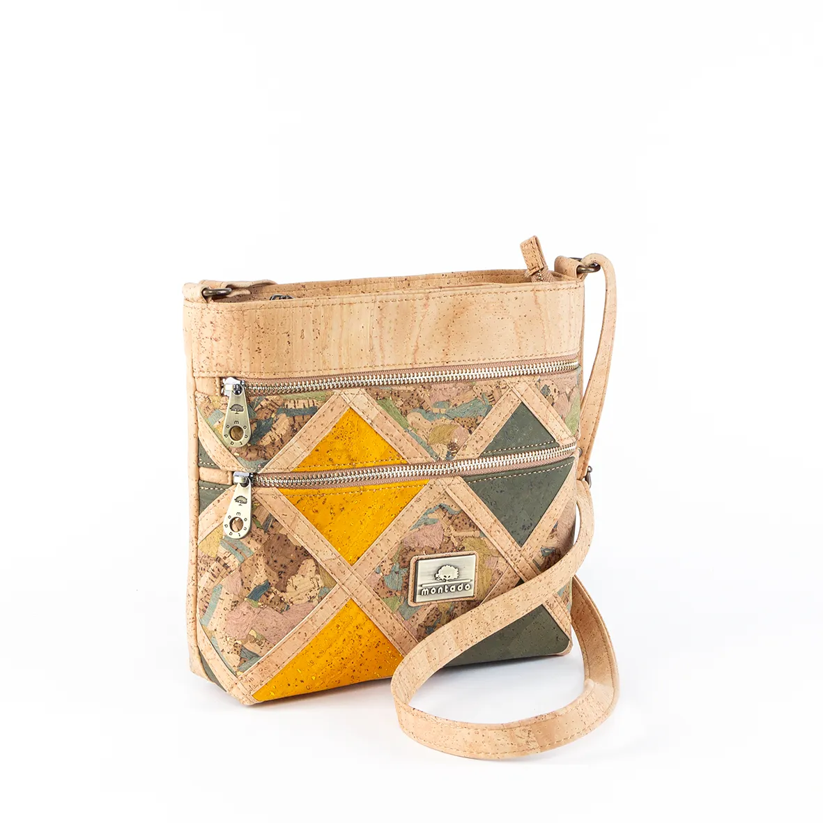 Mala de Tiracolo em Cortiça com 2 Bolsos Frontais, Leve e Prática