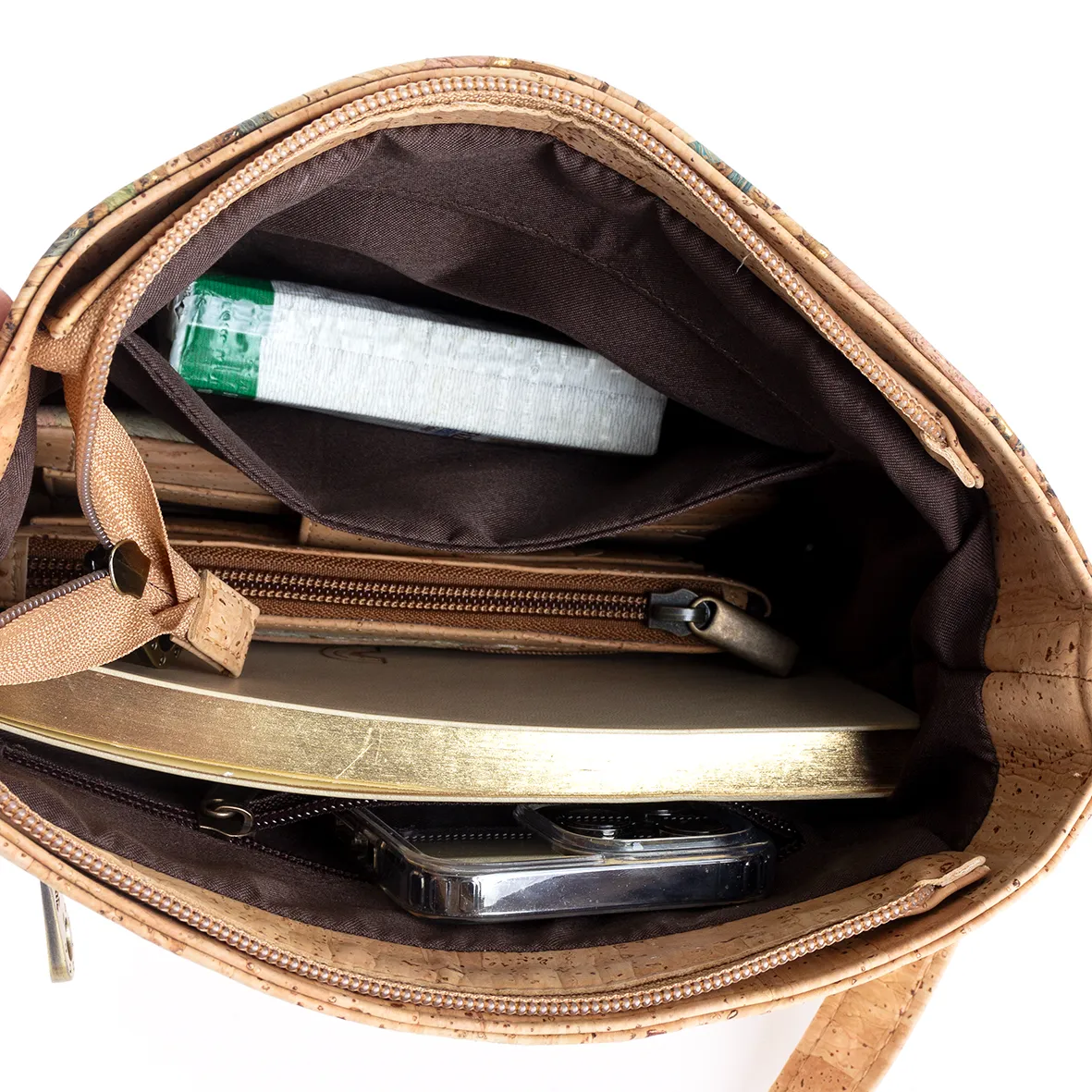 Mala de Tiracolo em Cortiça com 2 Bolsos Frontais, Leve e Prática