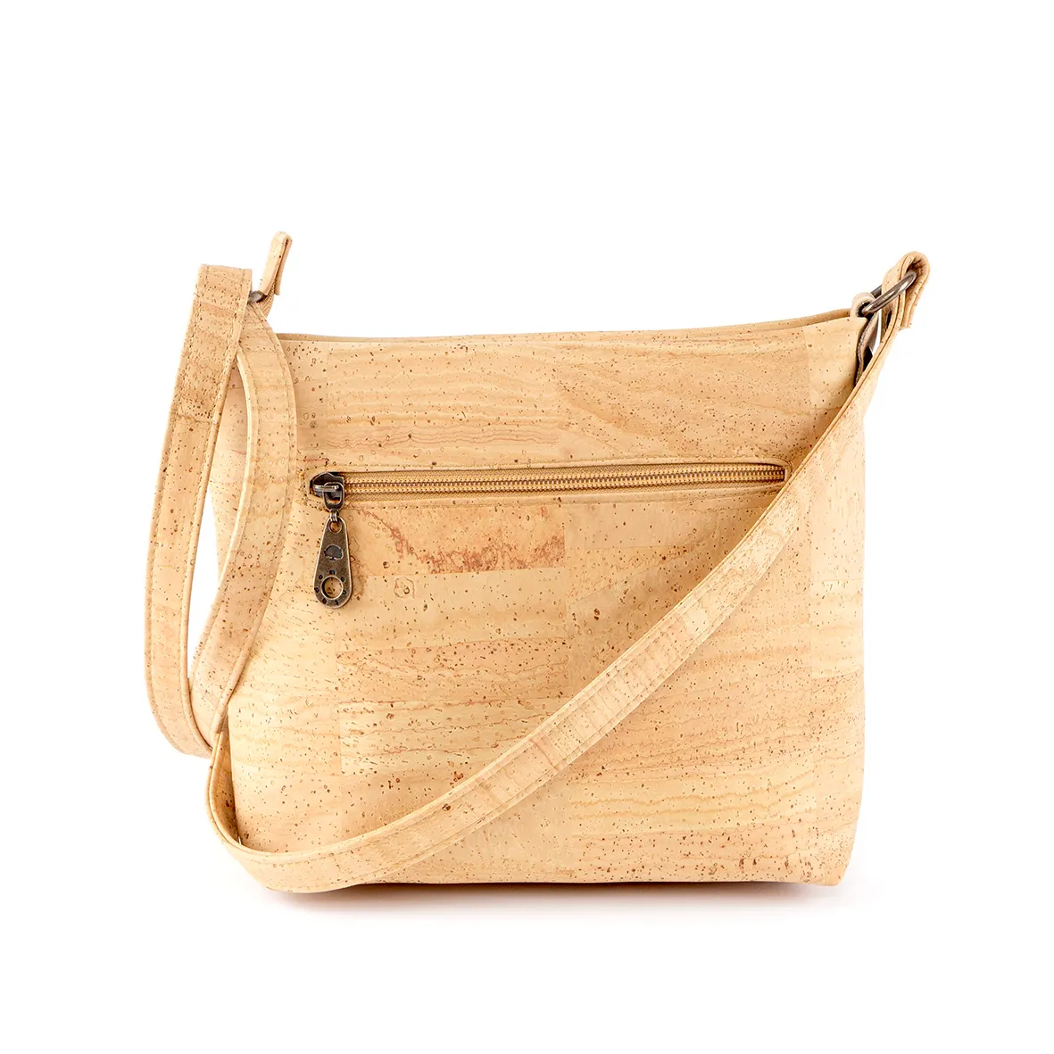 Eco-Friendly Cork Shoulder Bag with Gold Leaf Pattern