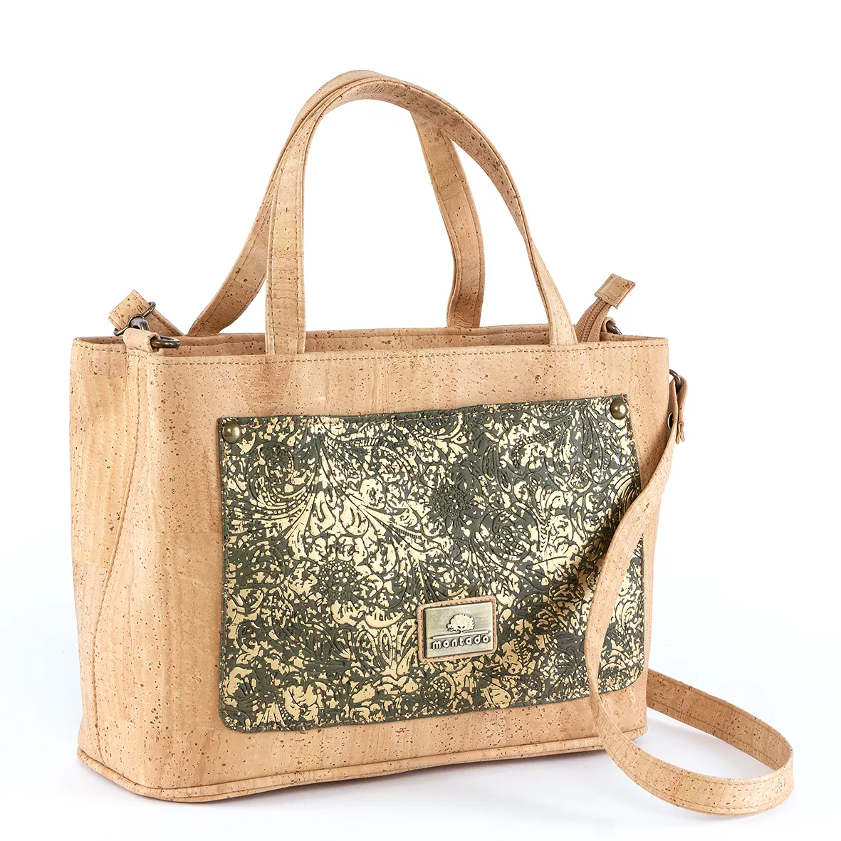Cork Multifunctional Bag with Gold Leaf Pattern