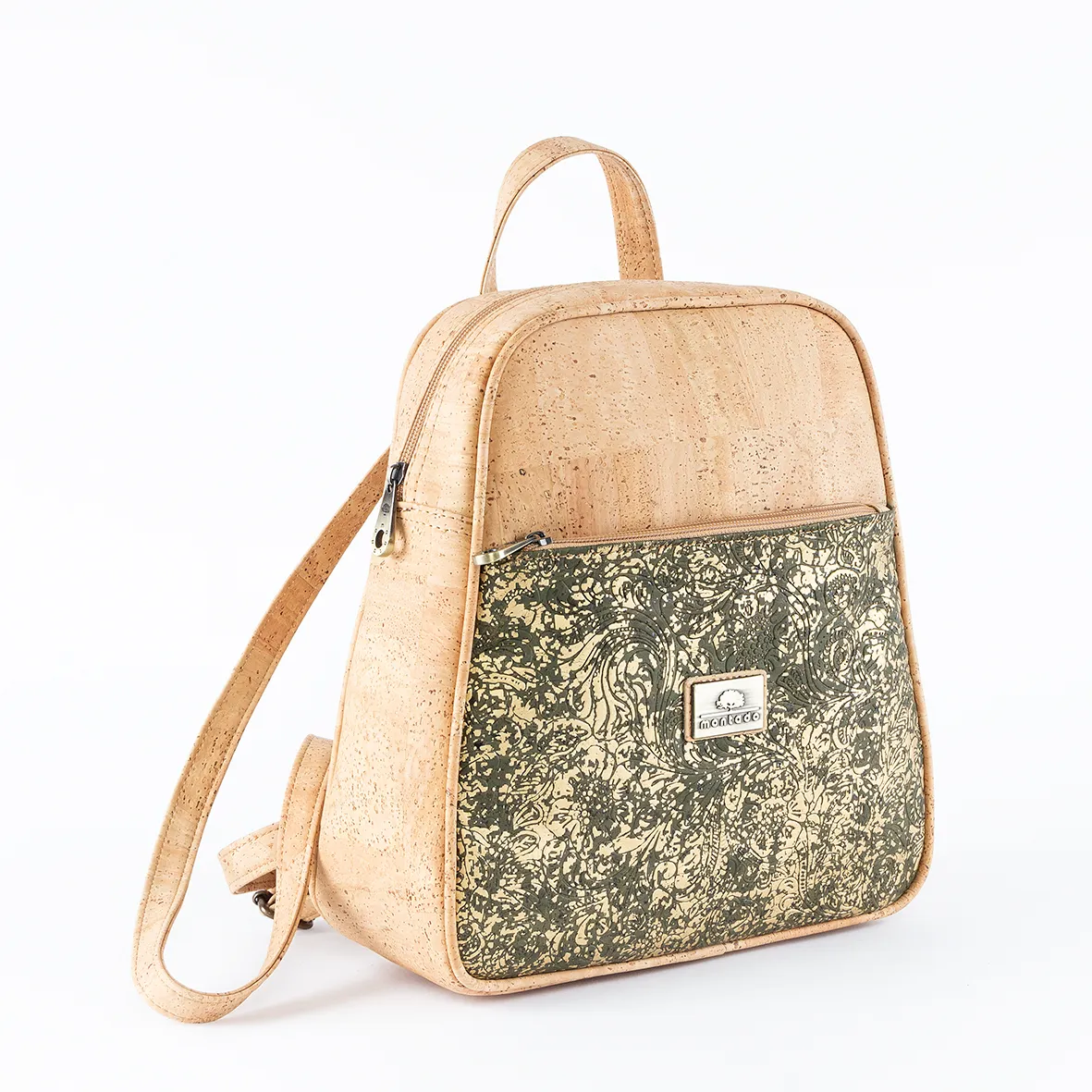 Cork Backpack with Gold Leaf Pattern