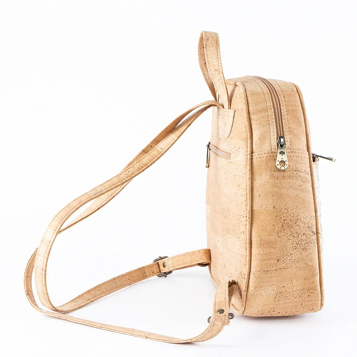 Cork Backpack with Gold Leaf Pattern