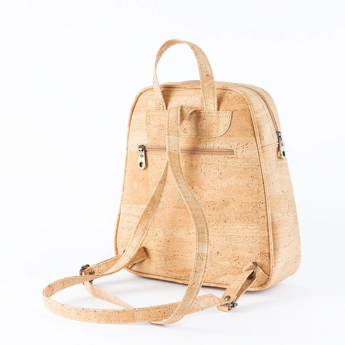 Cork Backpack with Gold Leaf Pattern
