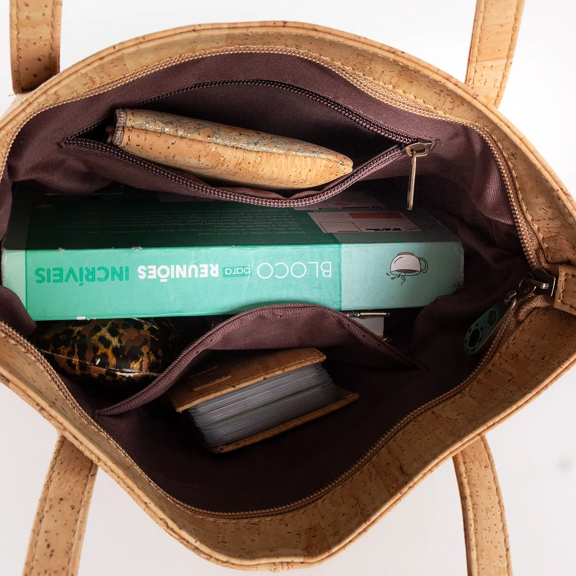 Cork Shoulder Bag with Four Square Design