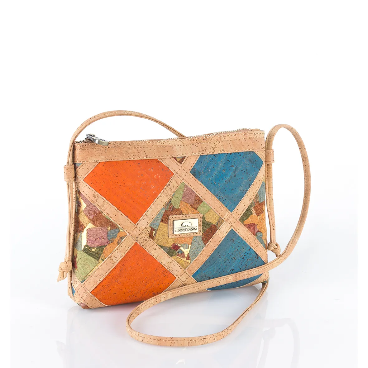 Mala em Cortiça de Tiracolo com Padrão Geométrico