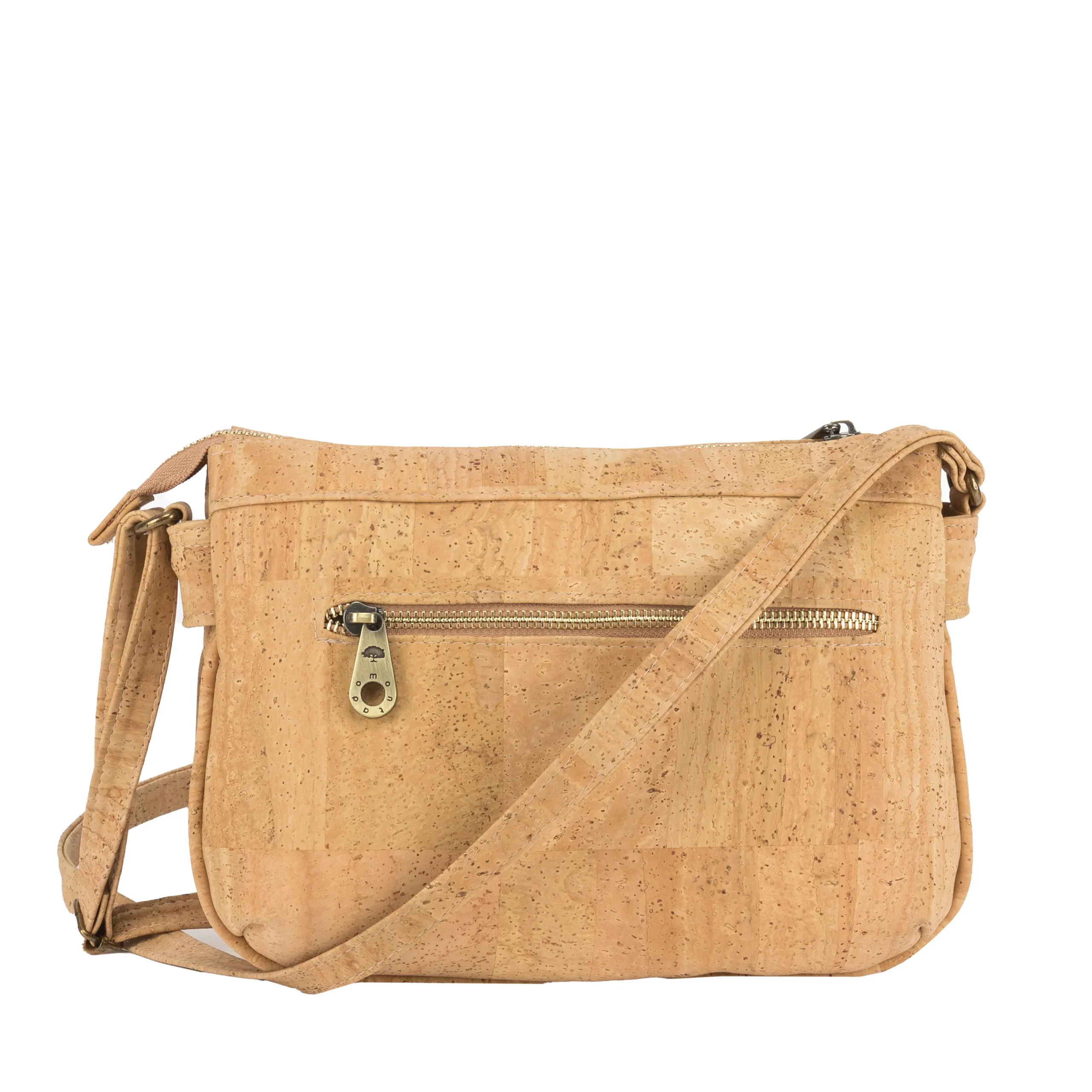 Mala de Tiracolo em Cortiça com 3 Compartimentos com Padrão Geométrico em Losango