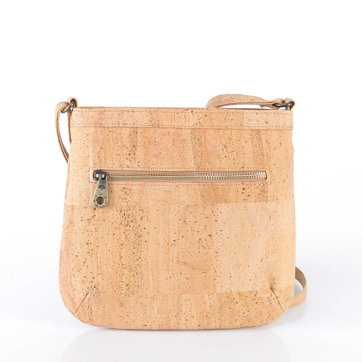 Eco-Friendly Cork Shoulder Bag with Geometric Rhombus Pattern