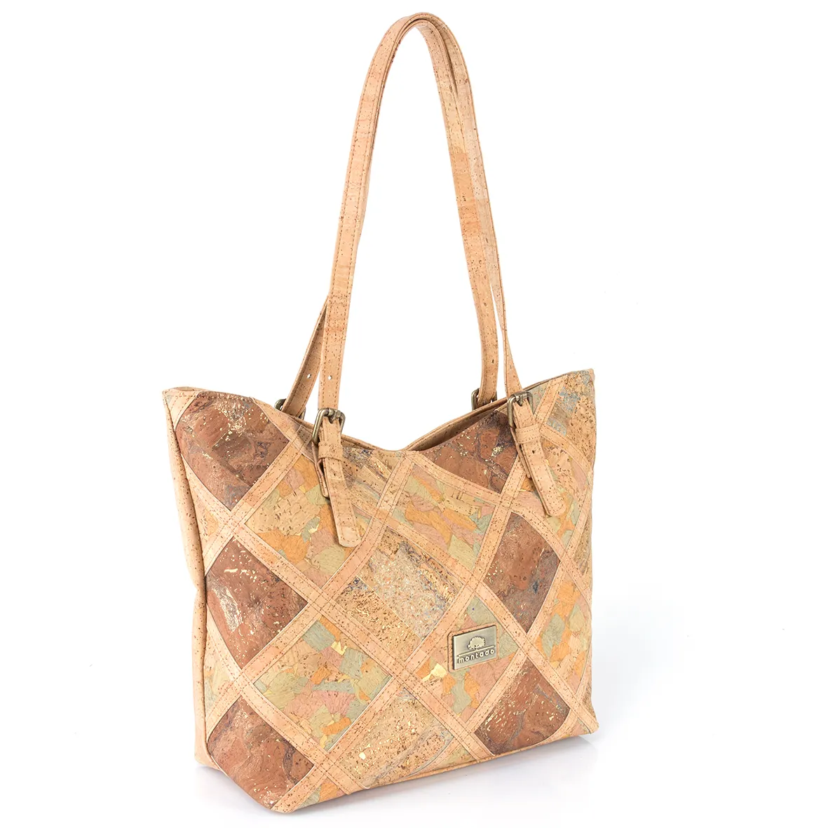 Large Cork Bag with Diamond Pattern and Maximum Organisation