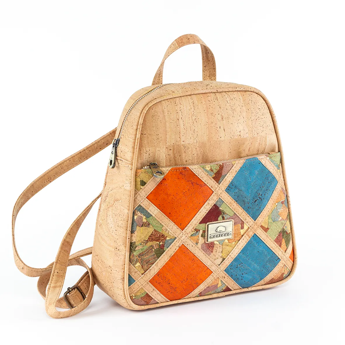 Cork Backpack with Diamond Geometric Pattern