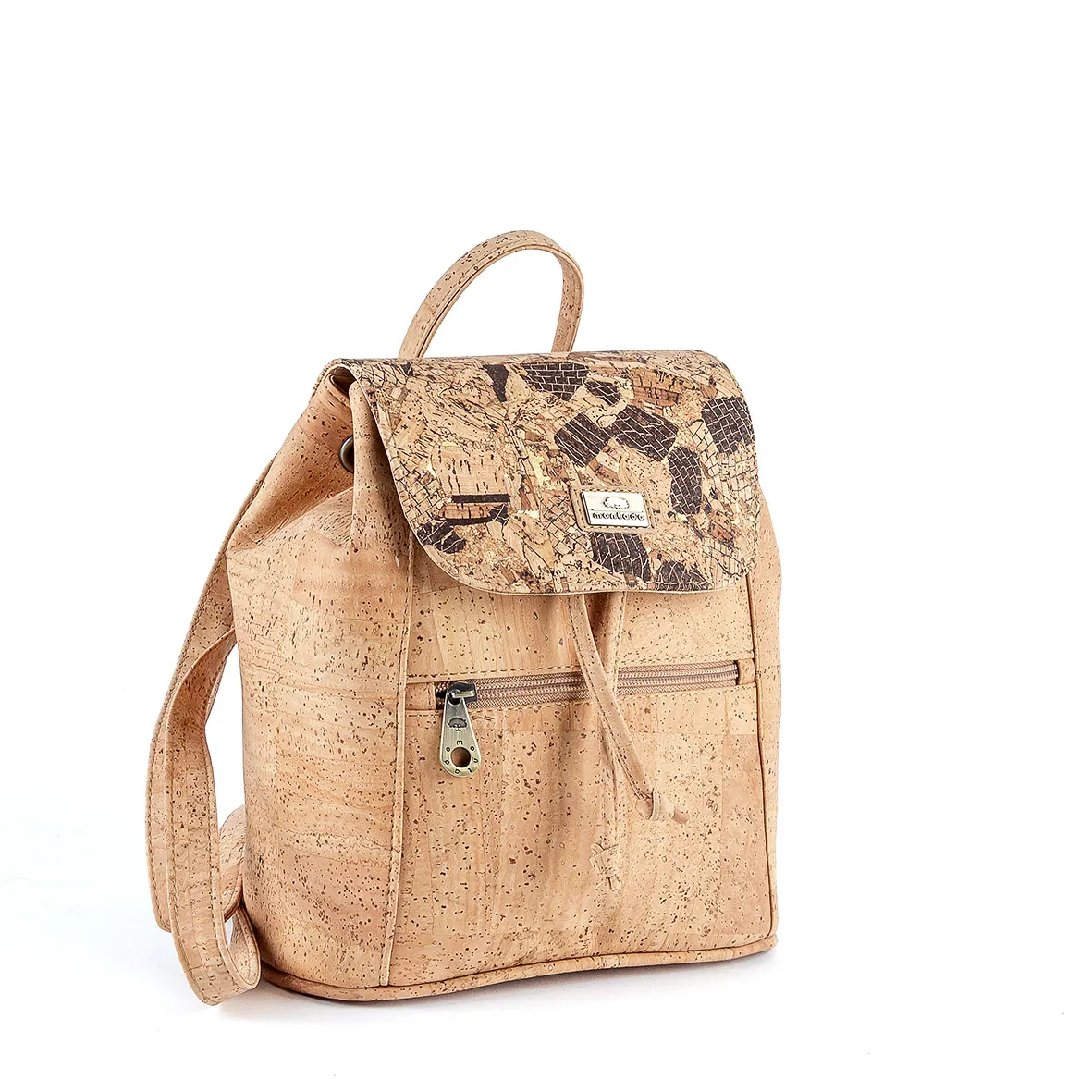 Cork backpack with flap and front pocket