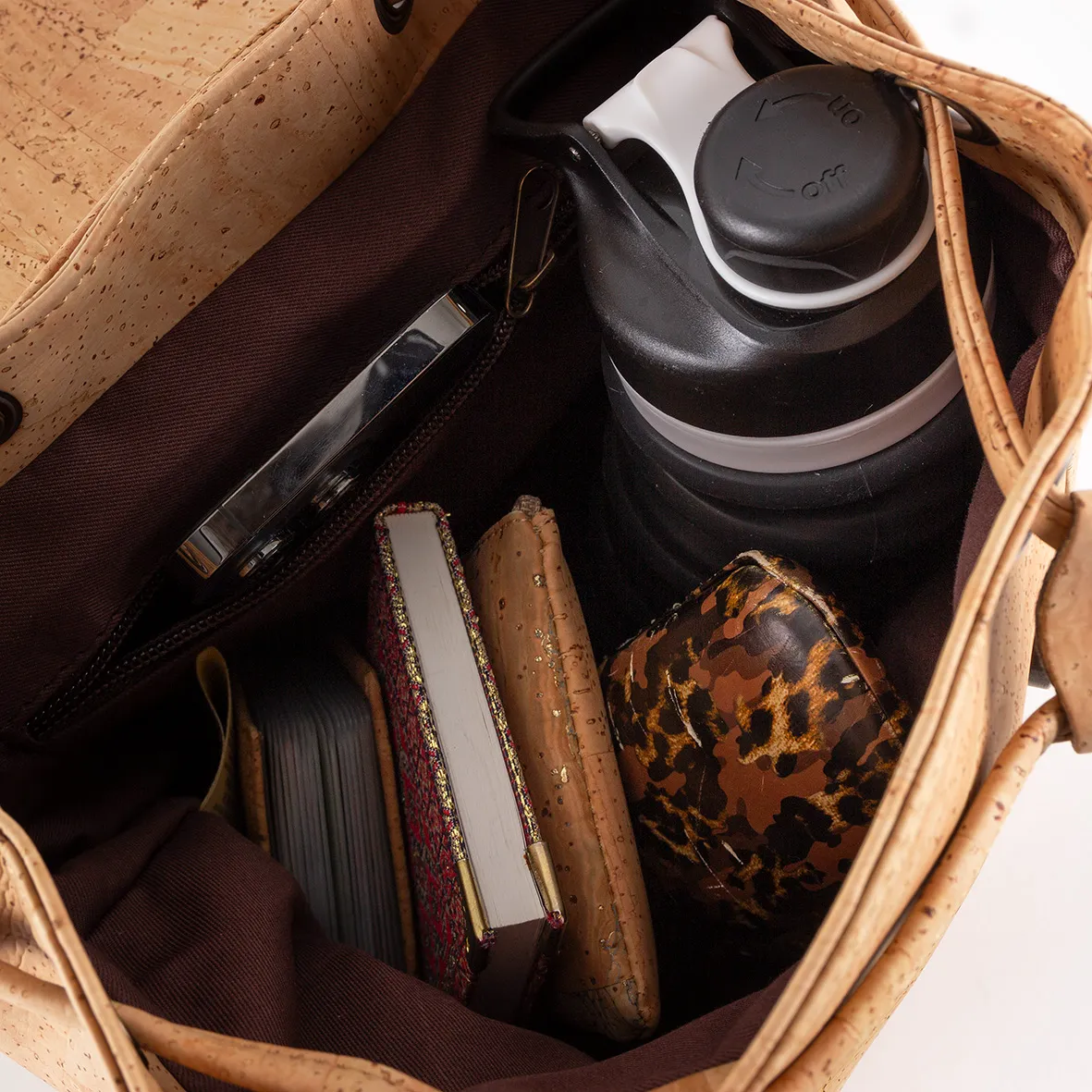 Cork backpack with flap and front pocket