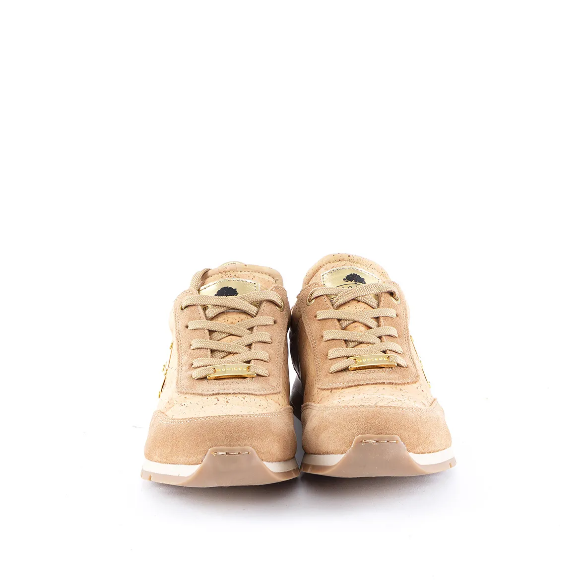 Women's cork trainers or sneakers with leather and suede details