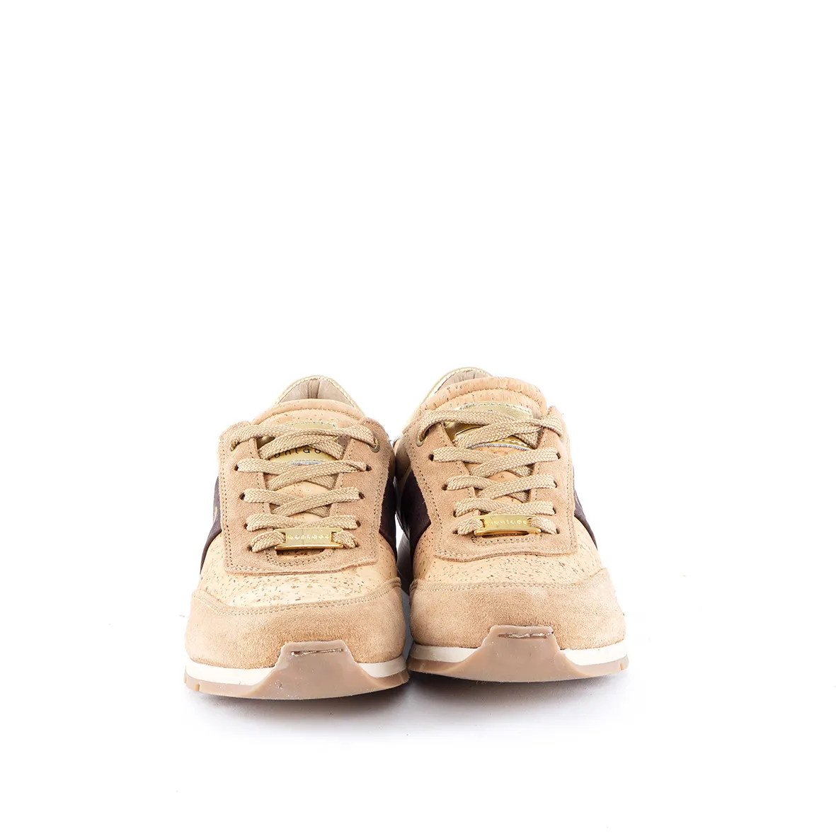 Cork Trainers with Leather and Suede Details for Women