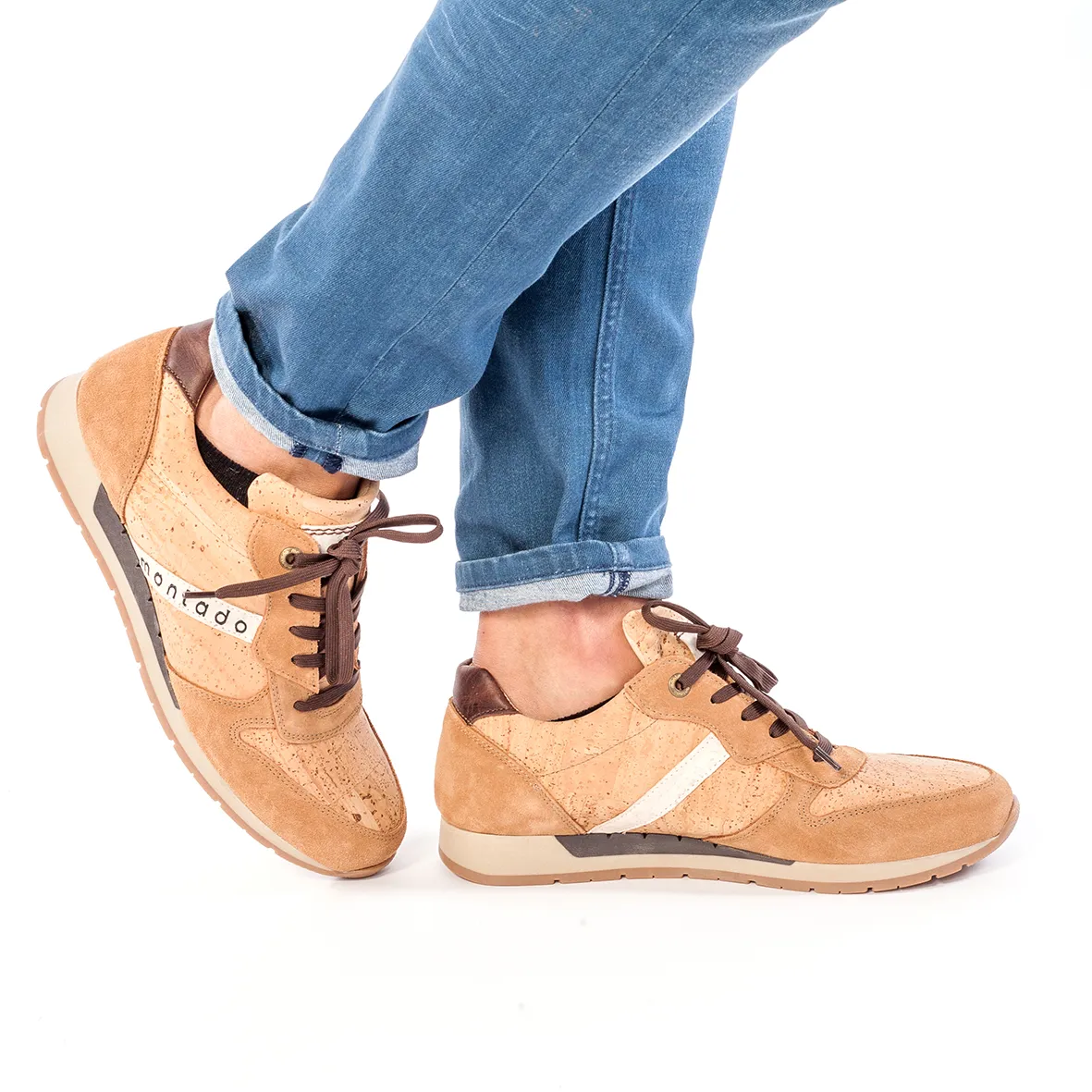 Cork Trainers Montado with Leather and Suede Trim for Men
