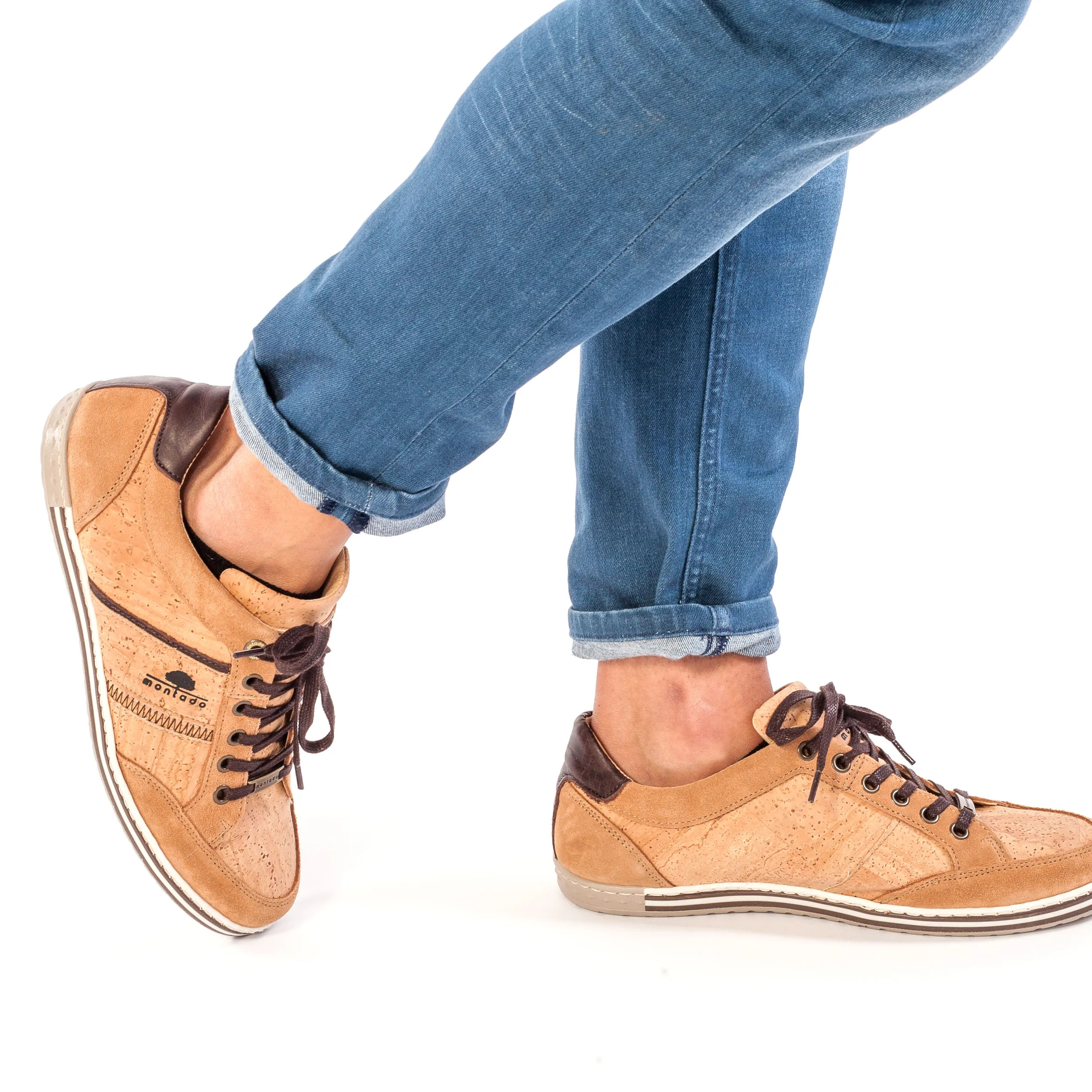 Men's Cork Trainers with Leather and Suede Details