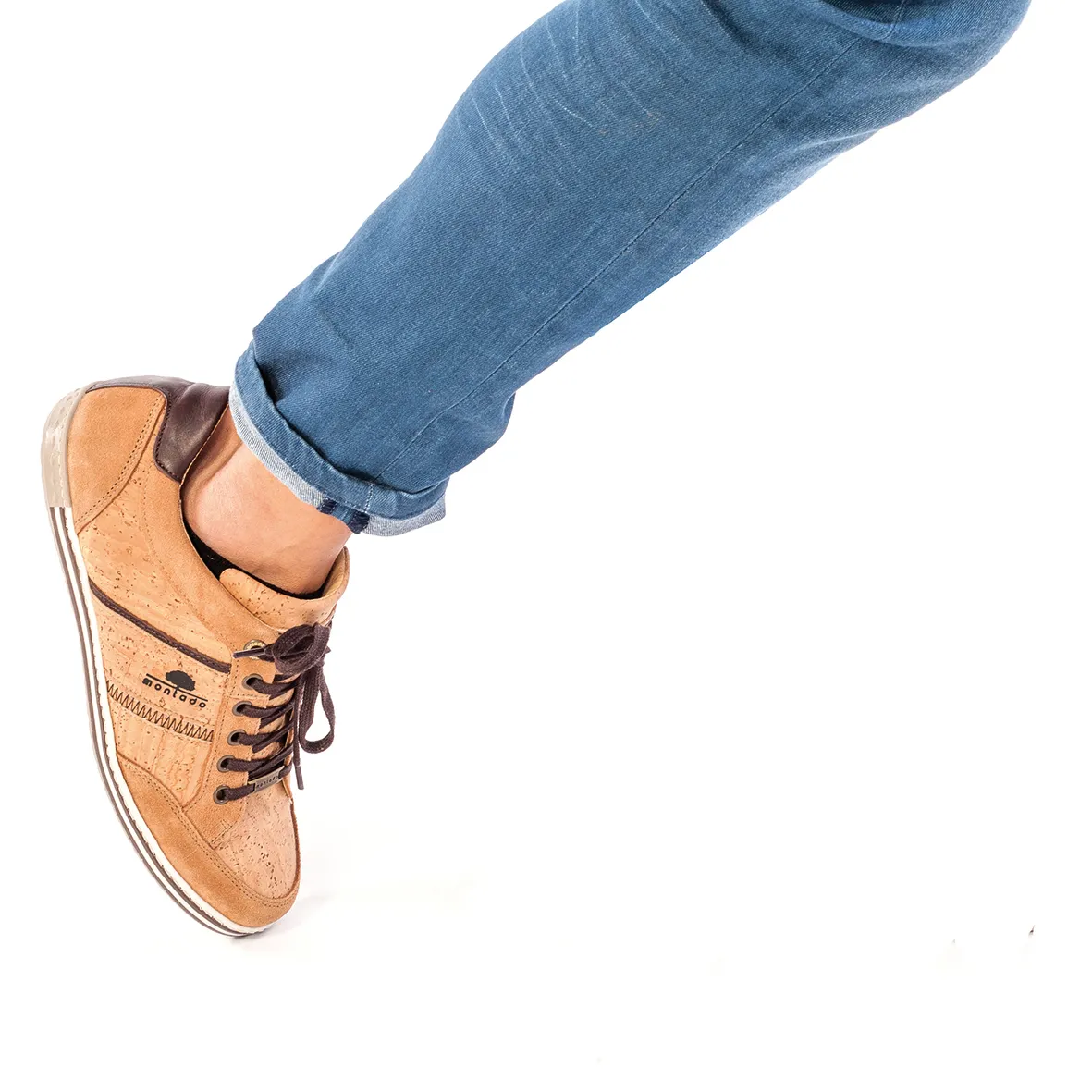 Men's Cork Trainers with Leather and Suede Details