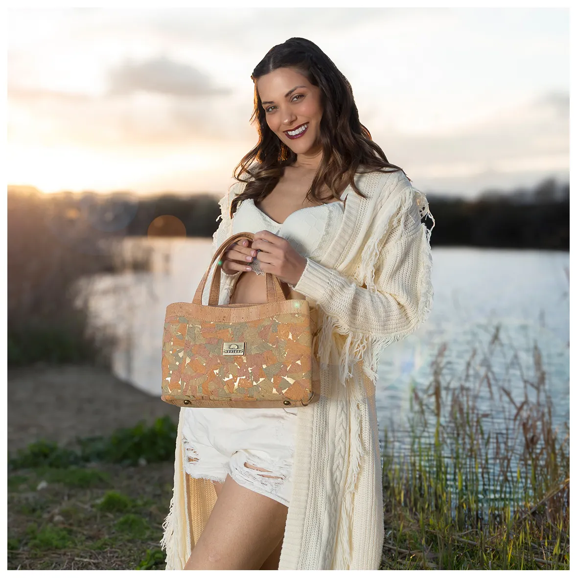 Cork Pouch with Three Independent Compartments