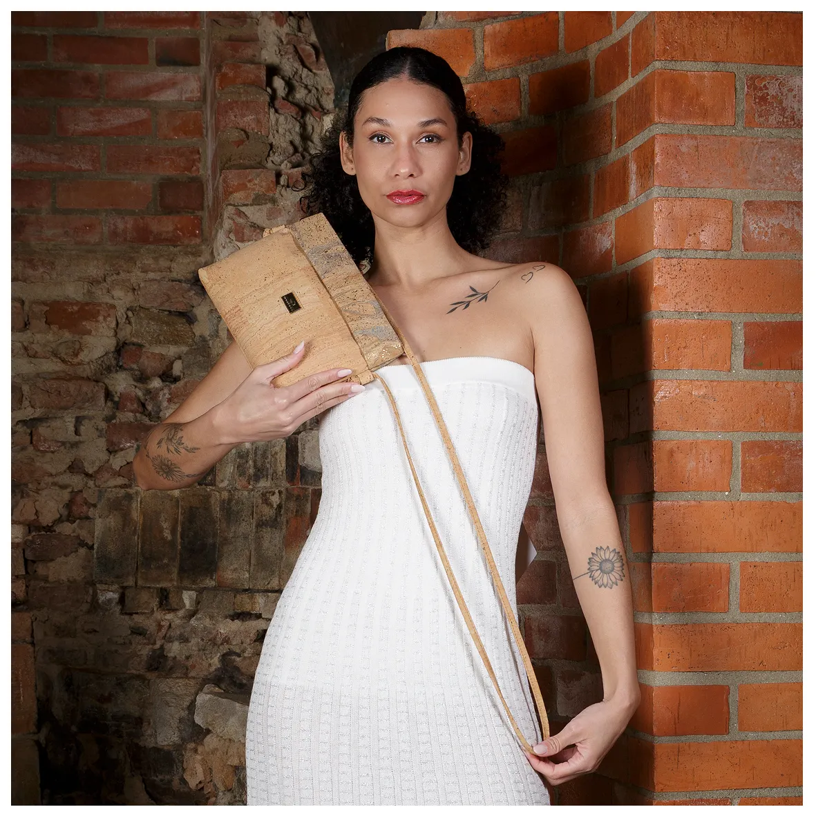 Cork Shoulder Bag with Folded Top