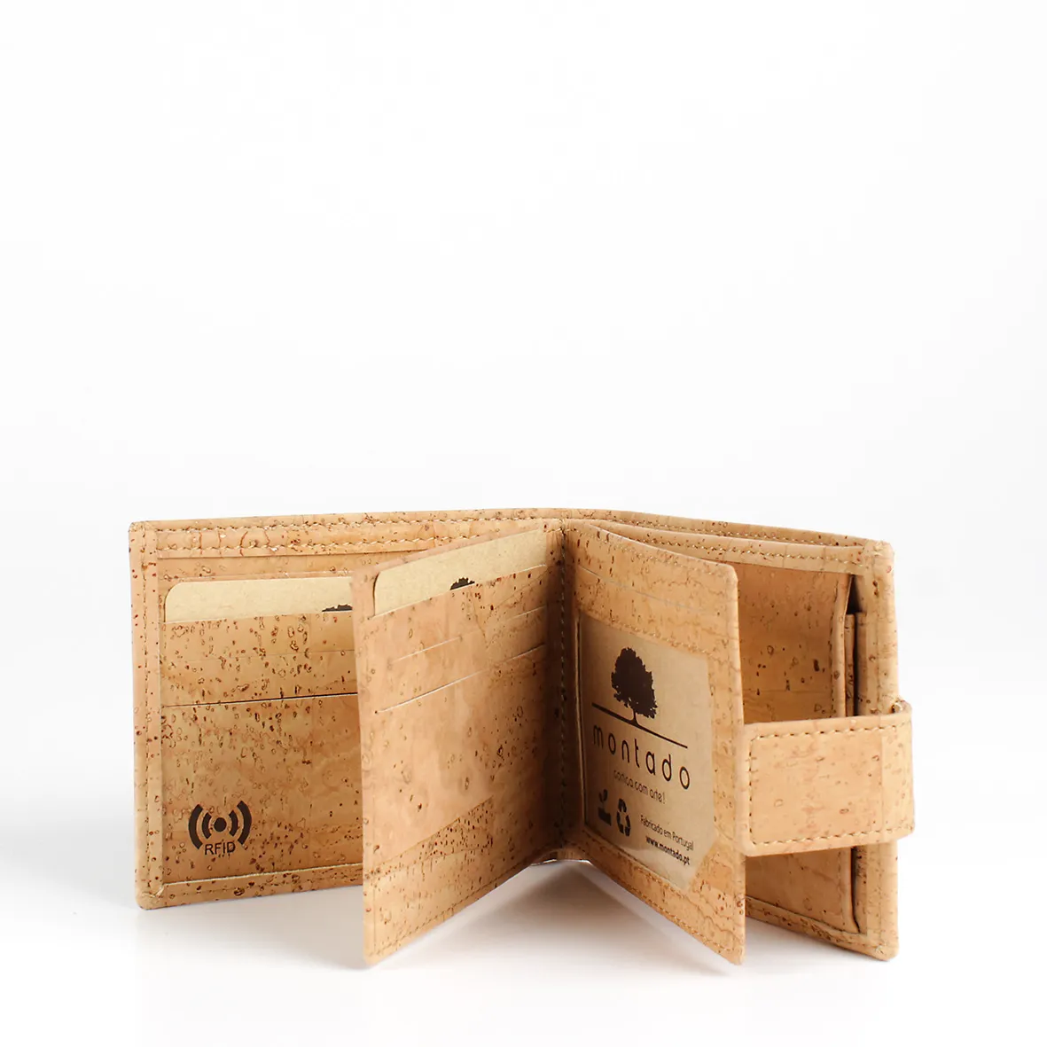 Porta-Moedas com Presilha em Cortiça Sustentável com Proteção Antirroubo RFID