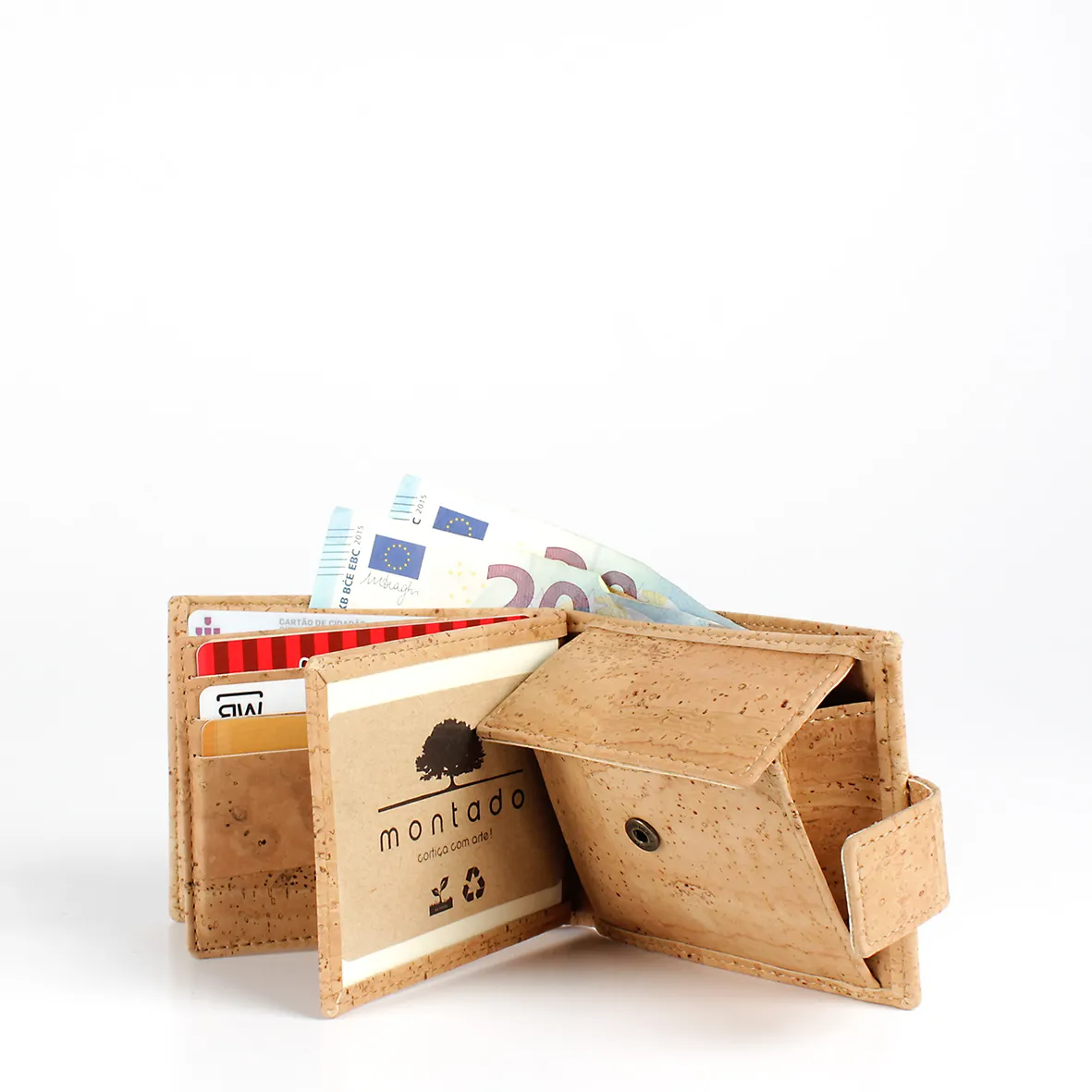 Porta-Moedas com Presilha em Cortiça Sustentável com Proteção Antirroubo RFID