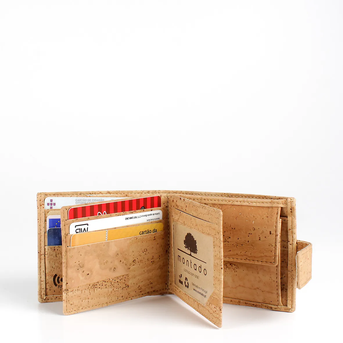 Porta-Moedas com Presilha em Cortiça Sustentável com Proteção Antirroubo RFID