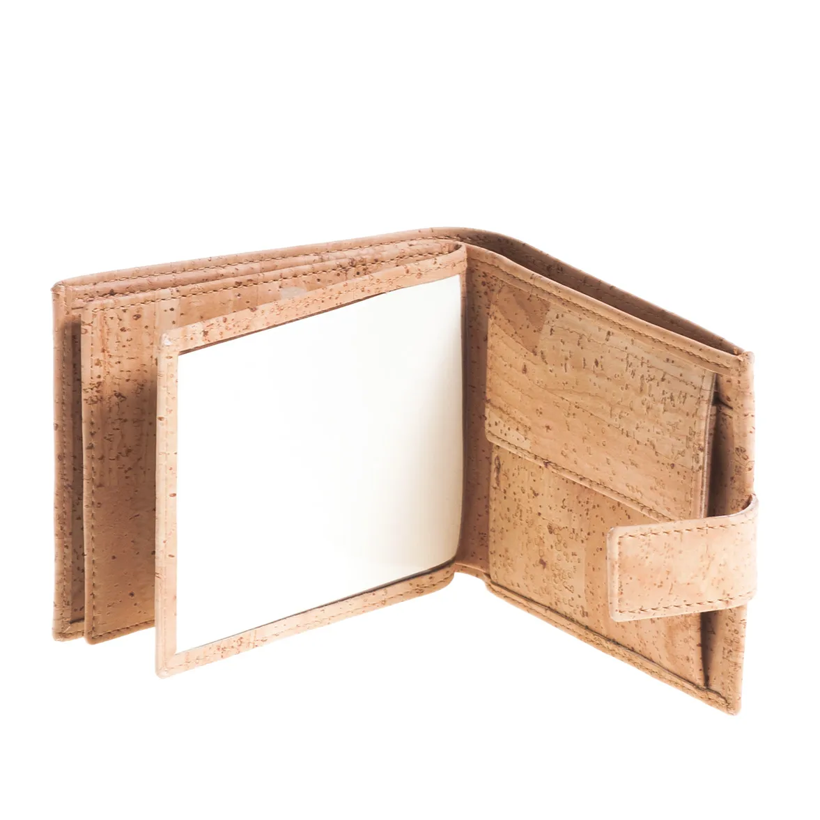 Porta-Moedas Clássico com Presilha, Elegante e Funcional em Cortiça Sustentável com Proteção Antirroubo RFID - Natural