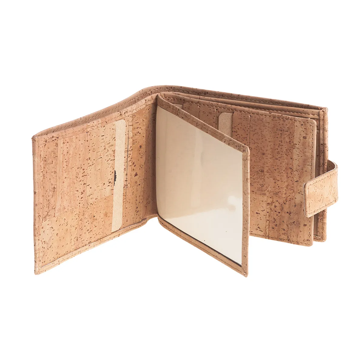 Porta-Moedas Clássico com Presilha, Elegante e Funcional em Cortiça Sustentável com Proteção Antirroubo RFID - Natural