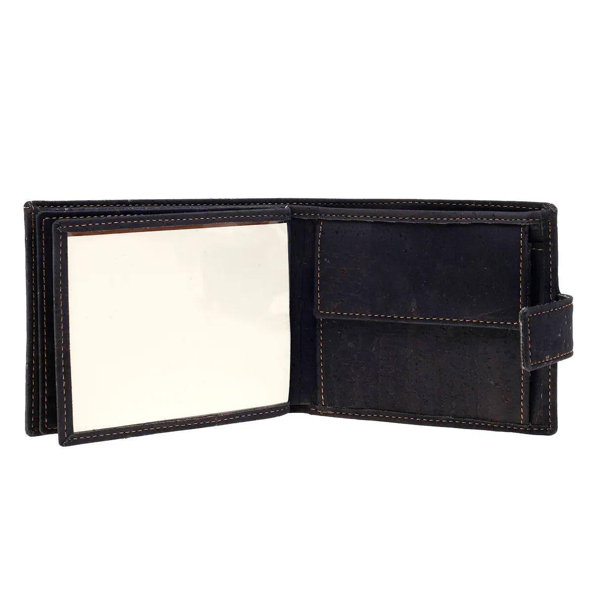 Porta-Moedas Clássico com Presilha, Elegante e Funcional em Cortiça Sustentável com Proteção Antirroubo RFID - Preto