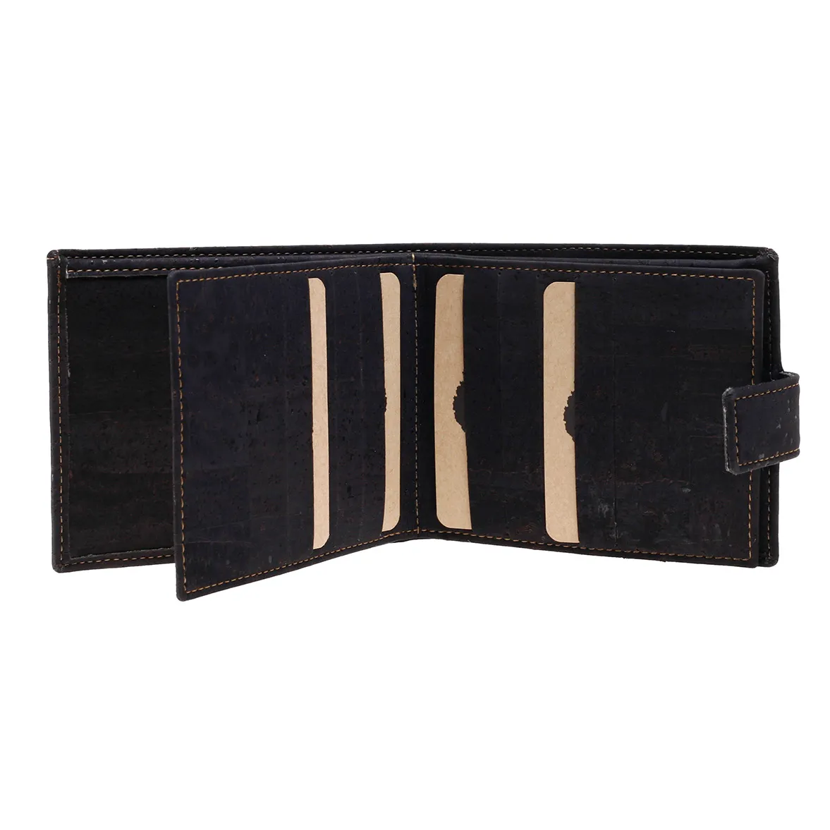 Porta-Moedas Clássico com Presilha, Elegante e Funcional em Cortiça Sustentável com Proteção Antirroubo RFID - Preto