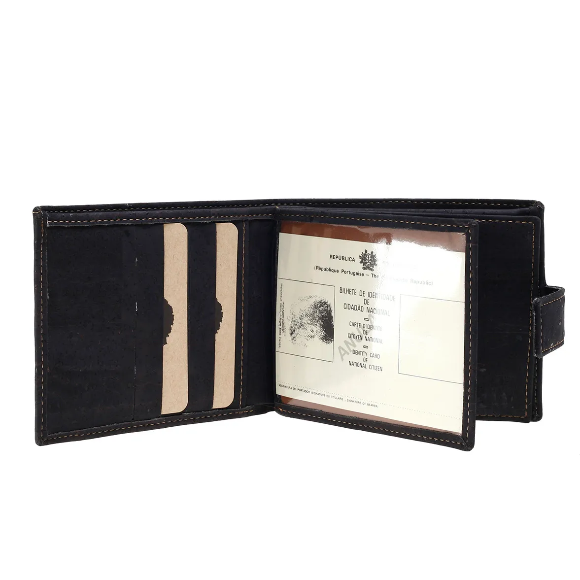 Porta-Moedas Clássico com Presilha, Elegante e Funcional em Cortiça Sustentável com Proteção Antirroubo RFID - Preto