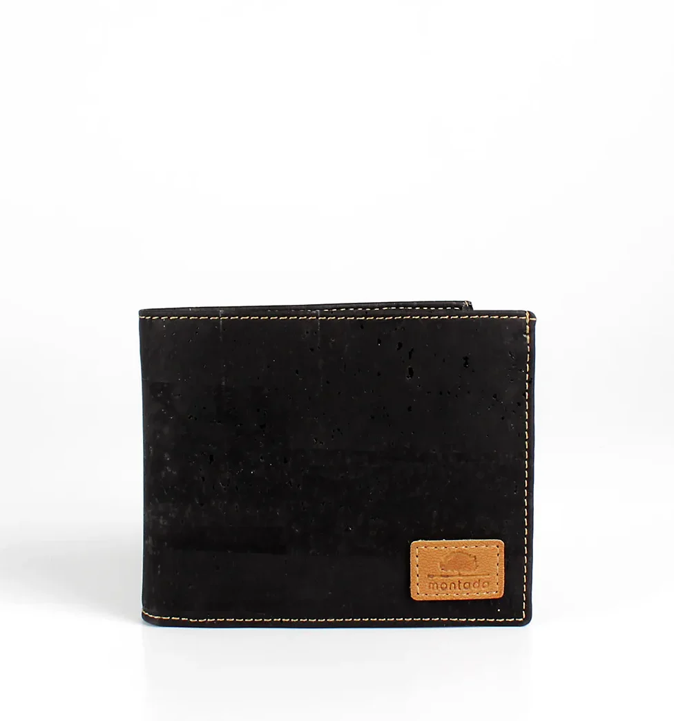 Porta-Moedas Elegante, Natural e Intemporal em Cortiça com Proteção Antirroubo RFID - Preto