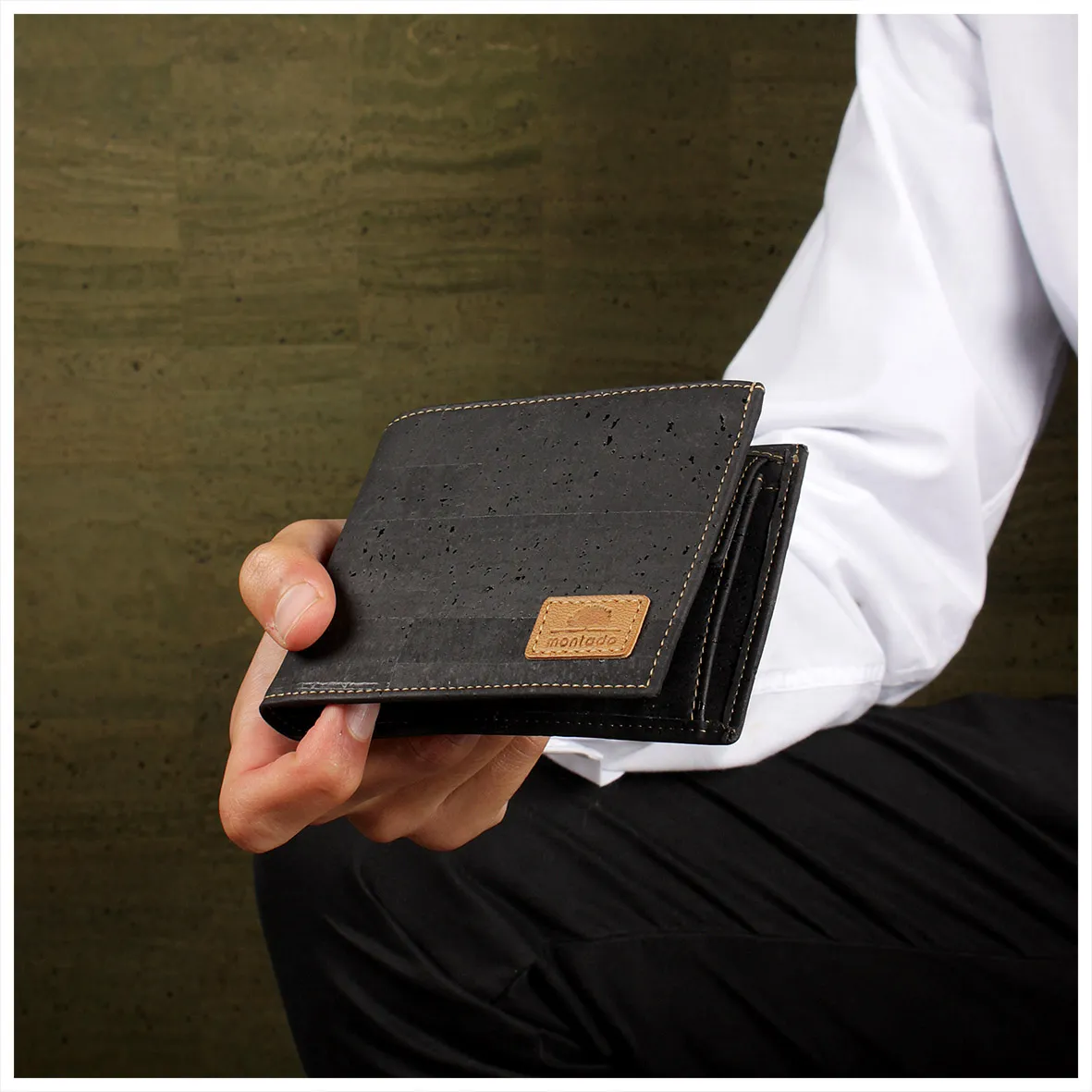 Porta-Moedas Elegante, Natural e Intemporal em Cortiça com Proteção Antirroubo RFID - Preto