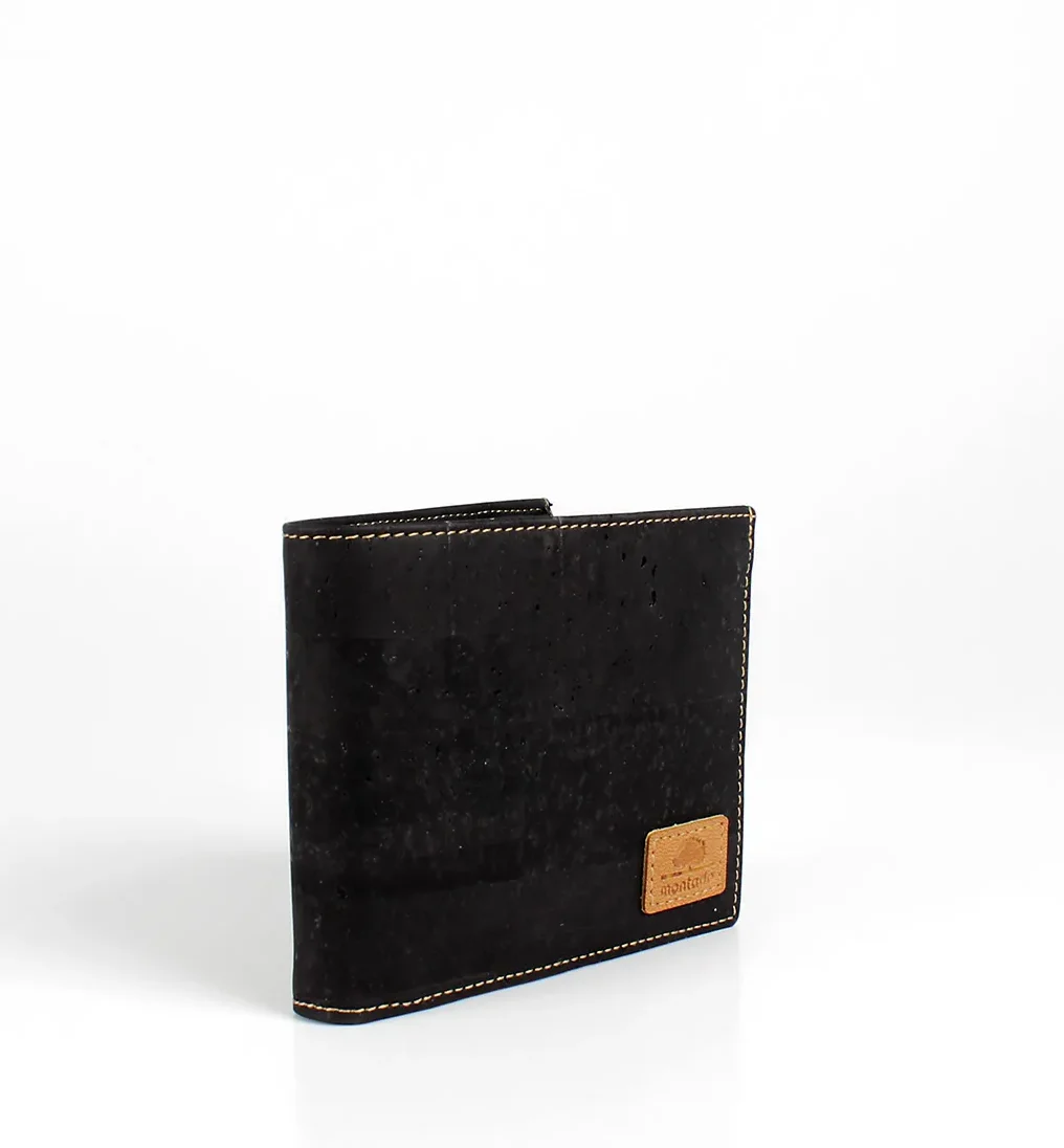 Porta-Moedas Elegante, Natural e Intemporal em Cortiça com Proteção Antirroubo RFID - Preto