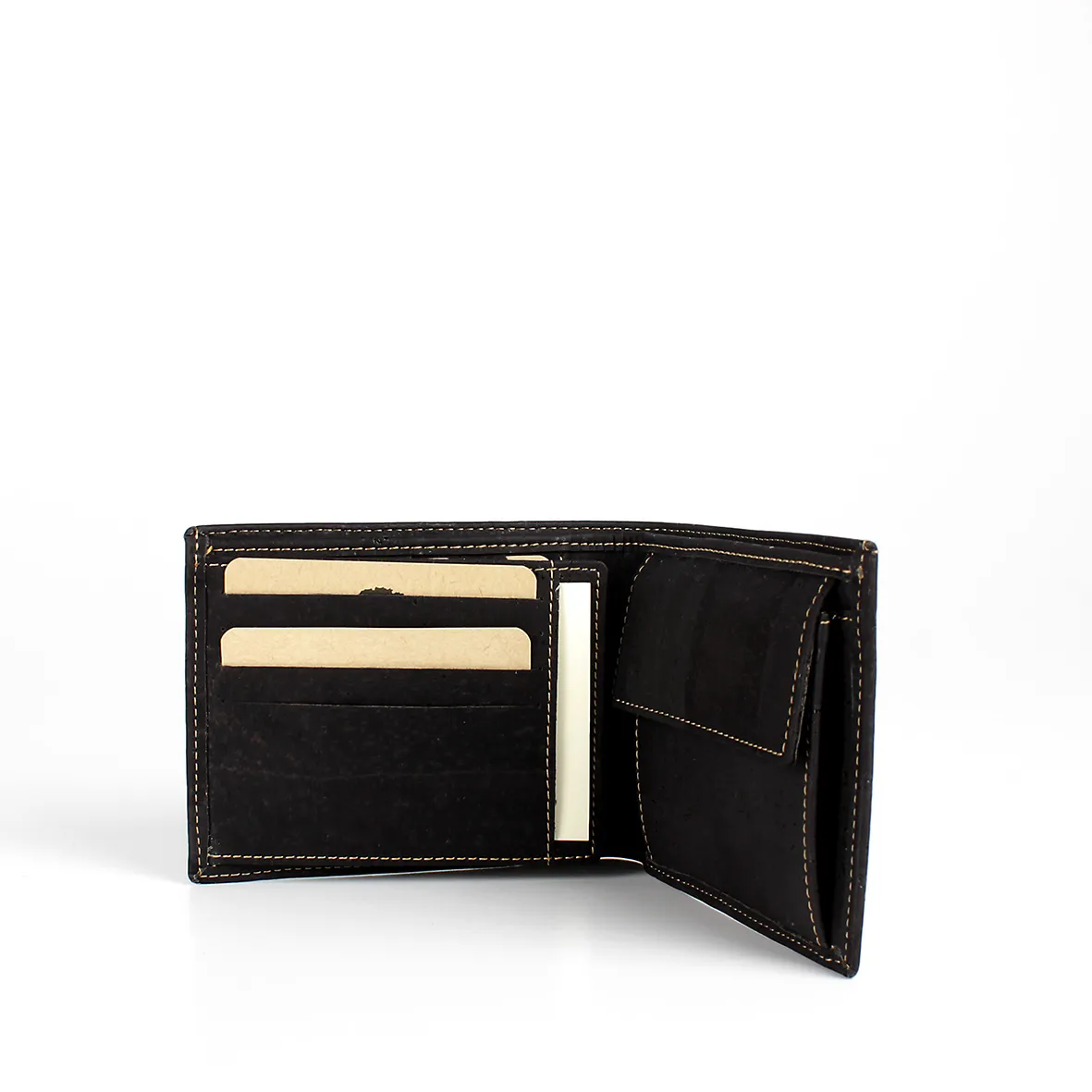 Porta-Moedas Elegante, Natural e Intemporal em Cortiça com Proteção Antirroubo RFID - Preto