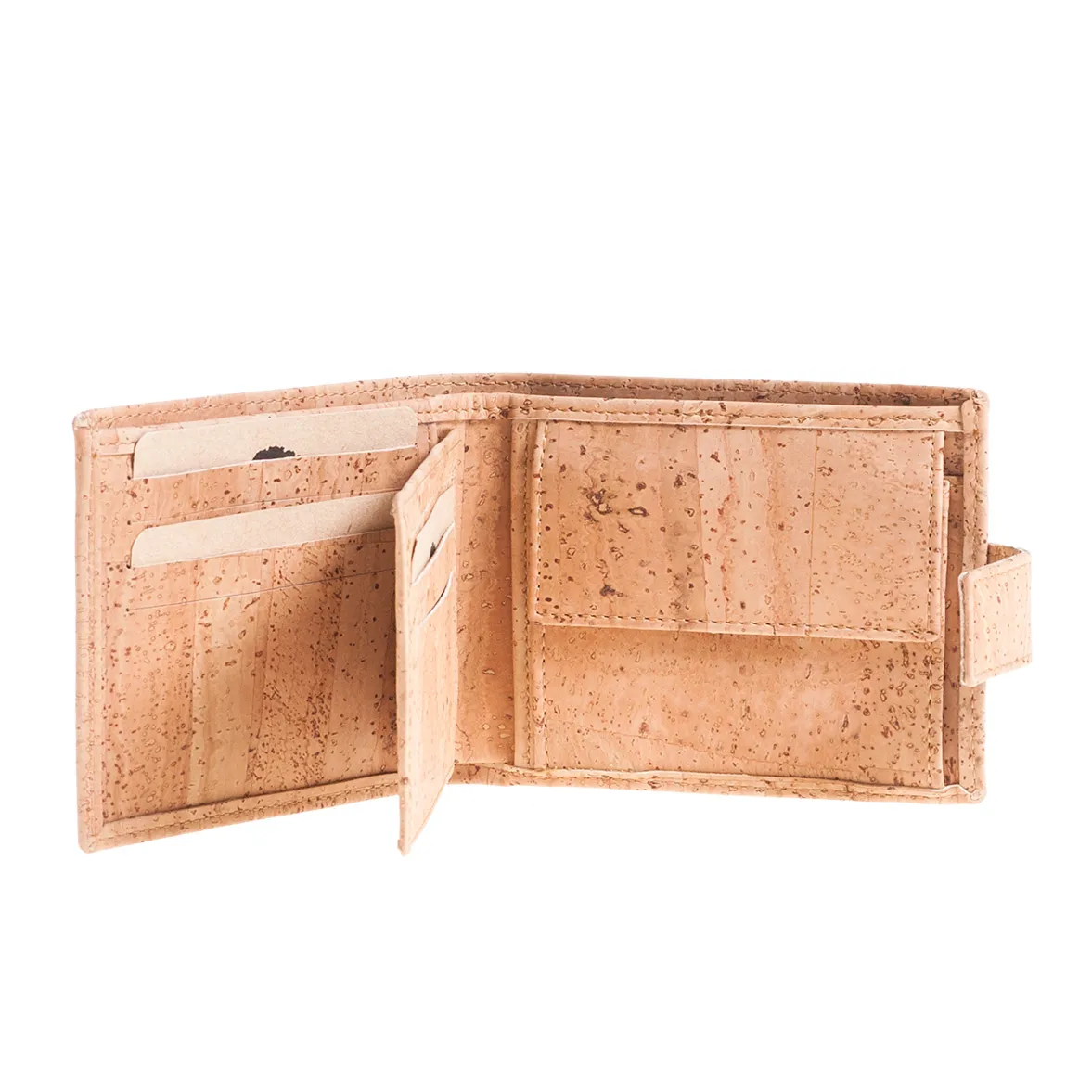 Porta-Moedas com Presilha em Cortiça, Funcional e Sustentável com Proteção Antirroubo RFID - Natural