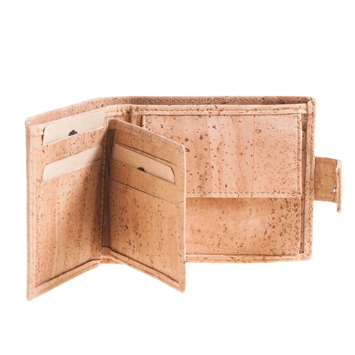 Porta-Moedas com Presilha em Cortiça, Funcional e Sustentável com Proteção Antirroubo RFID - Natural