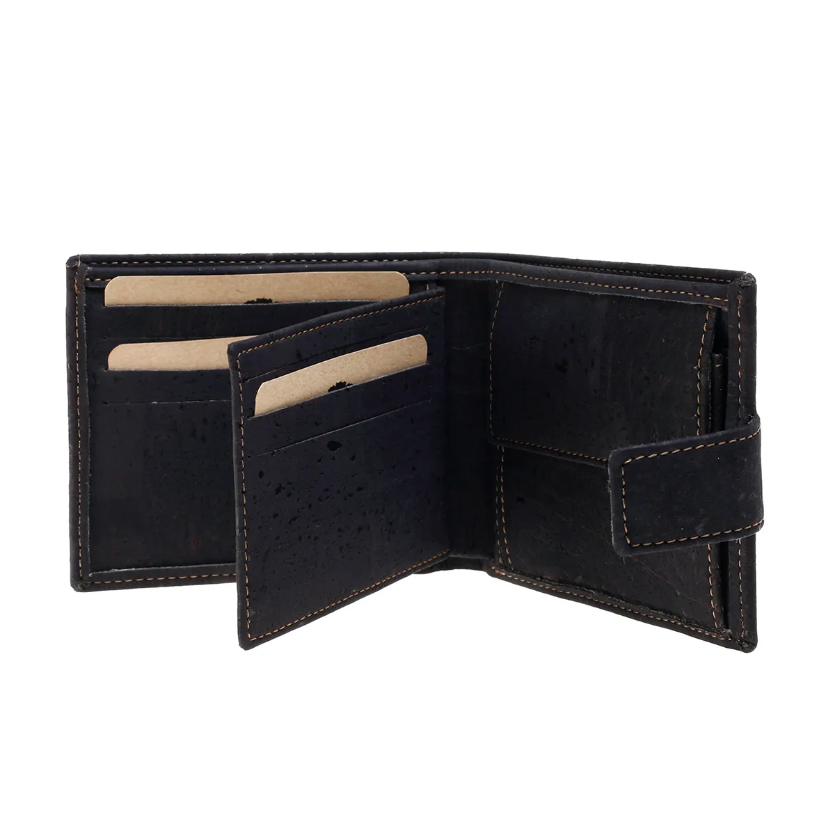 Porta-Moedas com Presilha em Cortiça, Funcional e Sustentável com Proteção RFID - Preto