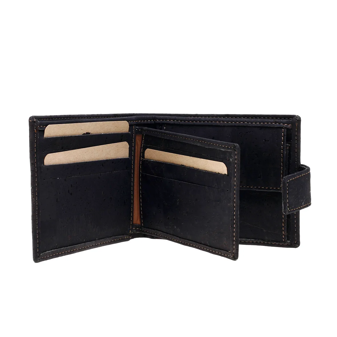 Porta-Moedas com Presilha em Cortiça, Funcional e Sustentável com Proteção RFID - Preto