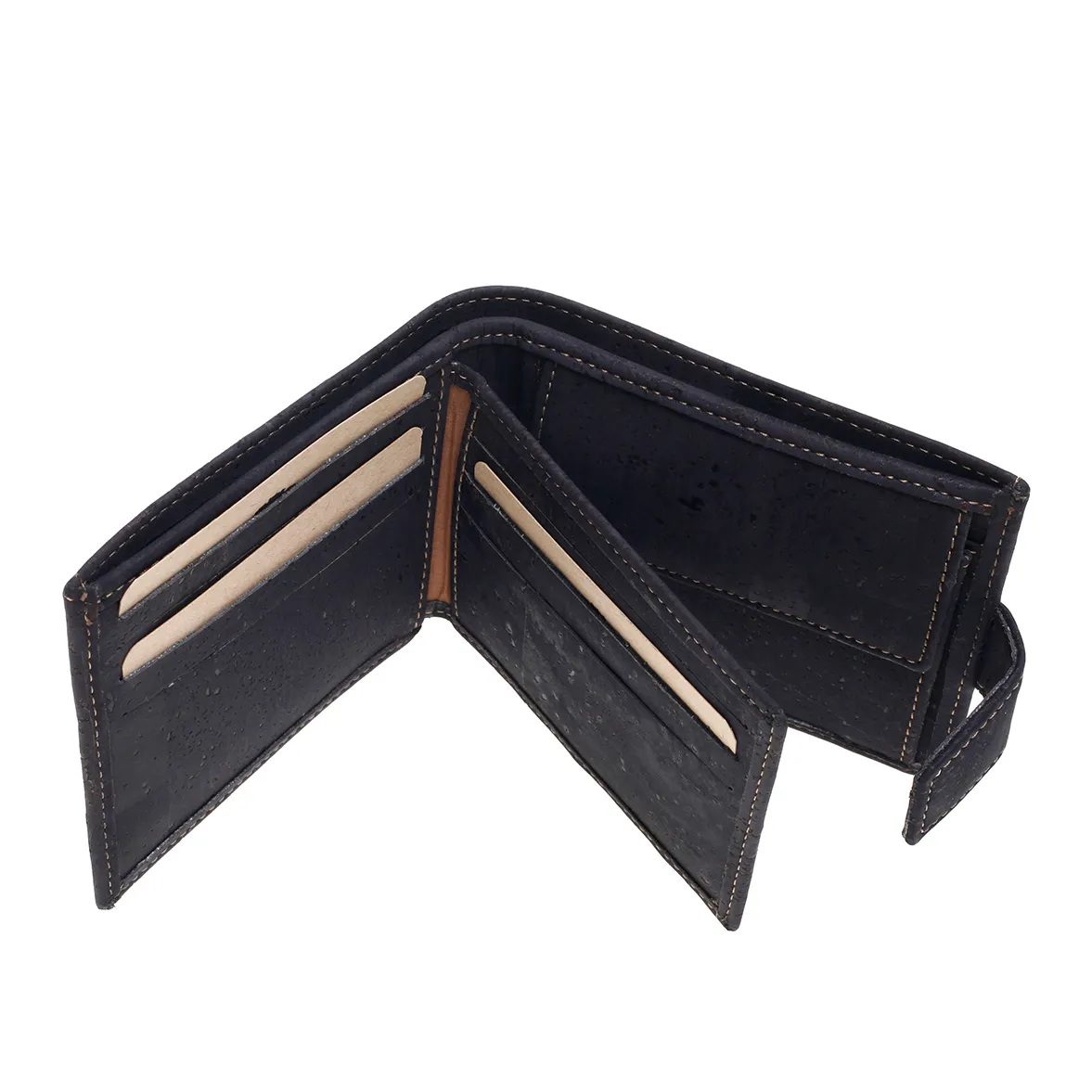 Porta-Moedas com Presilha em Cortiça, Funcional e Sustentável com Proteção RFID - Preto