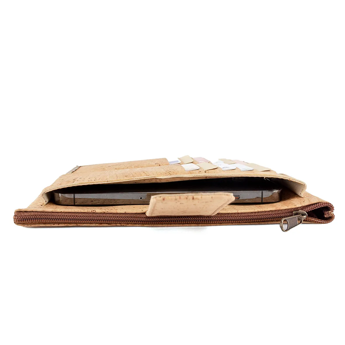 Porta-moedas Grande e Flexível para Senhora em Cortiça Eco-friendly com Proteção Antirroubo RFID