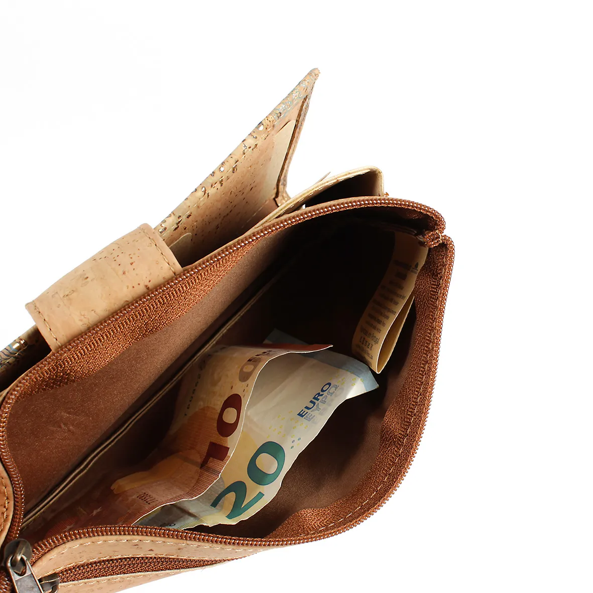 Porta-moedas Grande e Flexível para Senhora em Cortiça Eco-friendly com Proteção Antirroubo RFID