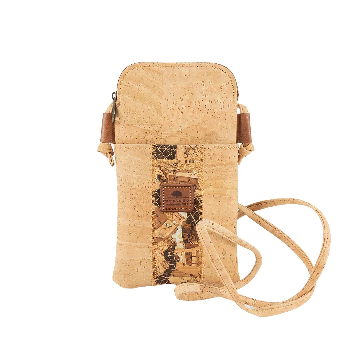Eco-friendly Cork Bag for Mobile Phone with Clasp - Natural Pavement