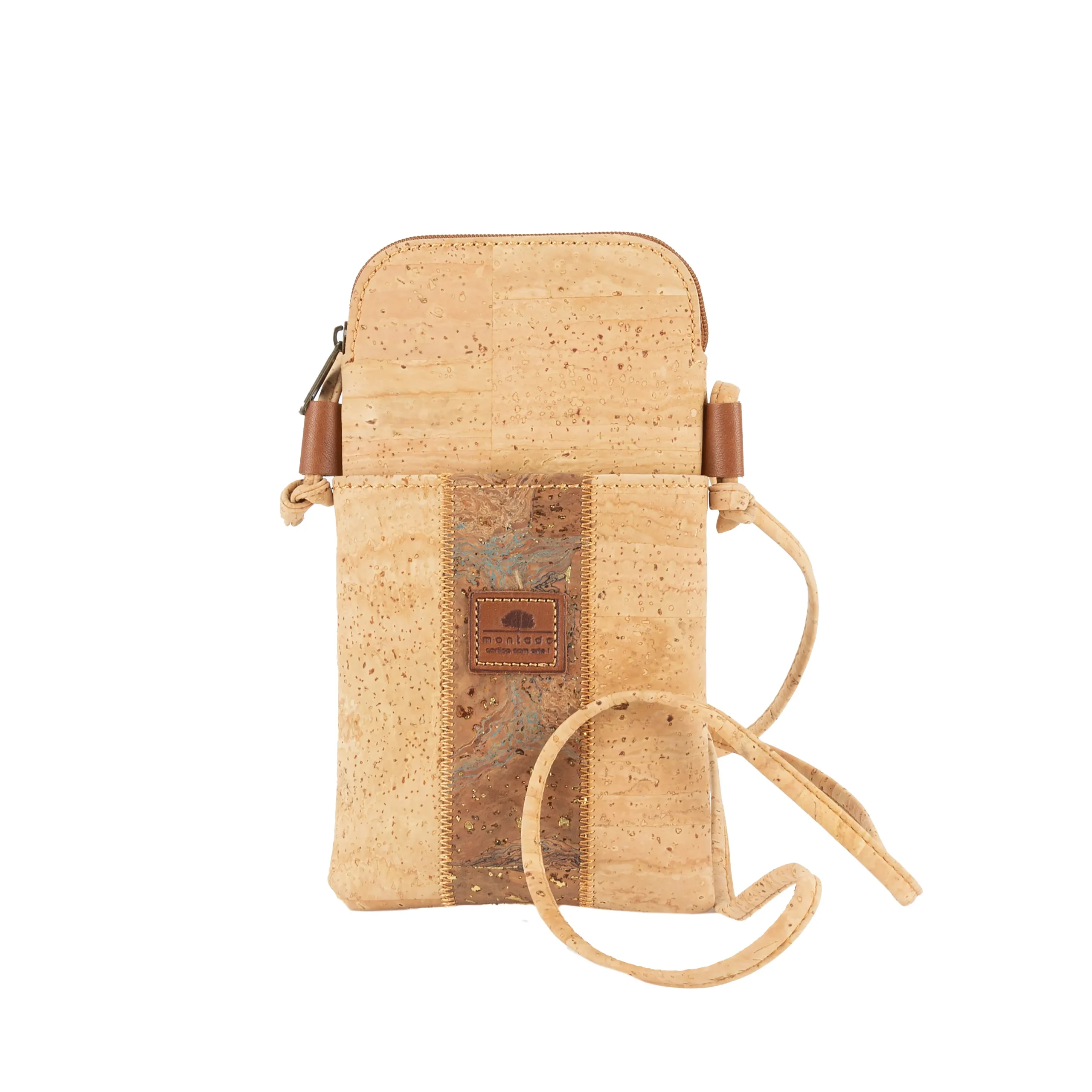 Eco-friendly Cork Mobile Phone Pouch with Fastening - Natural Camel