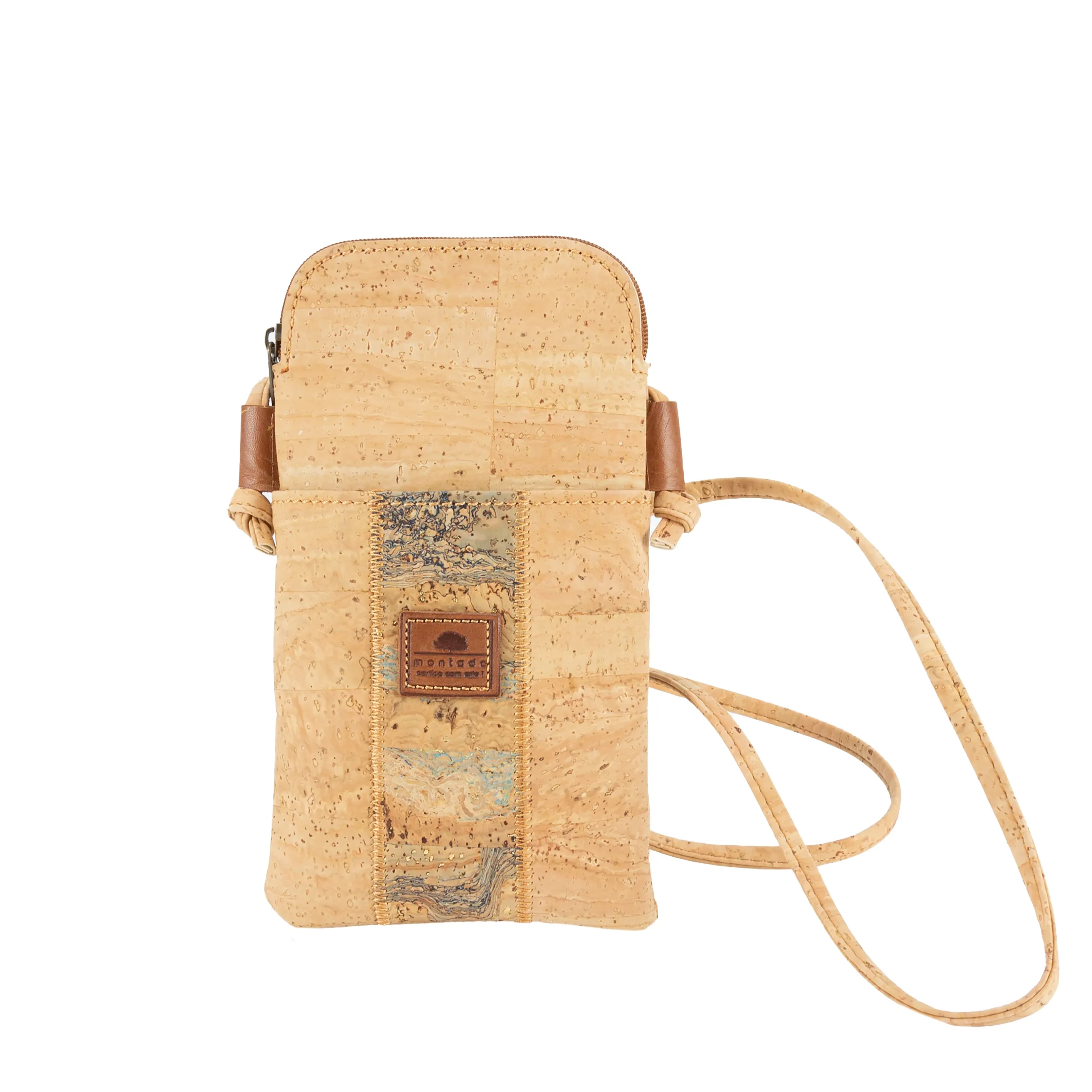 Eco-friendly Cork Bag for Mobile Phone with Clasp - Natural Mapmontado