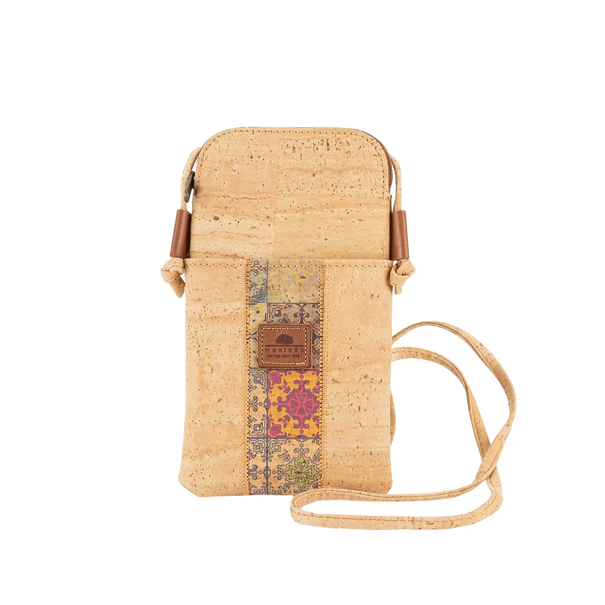Eco-friendly Cork Mobile Phone Pouch with Clasp - Natural Mosaic