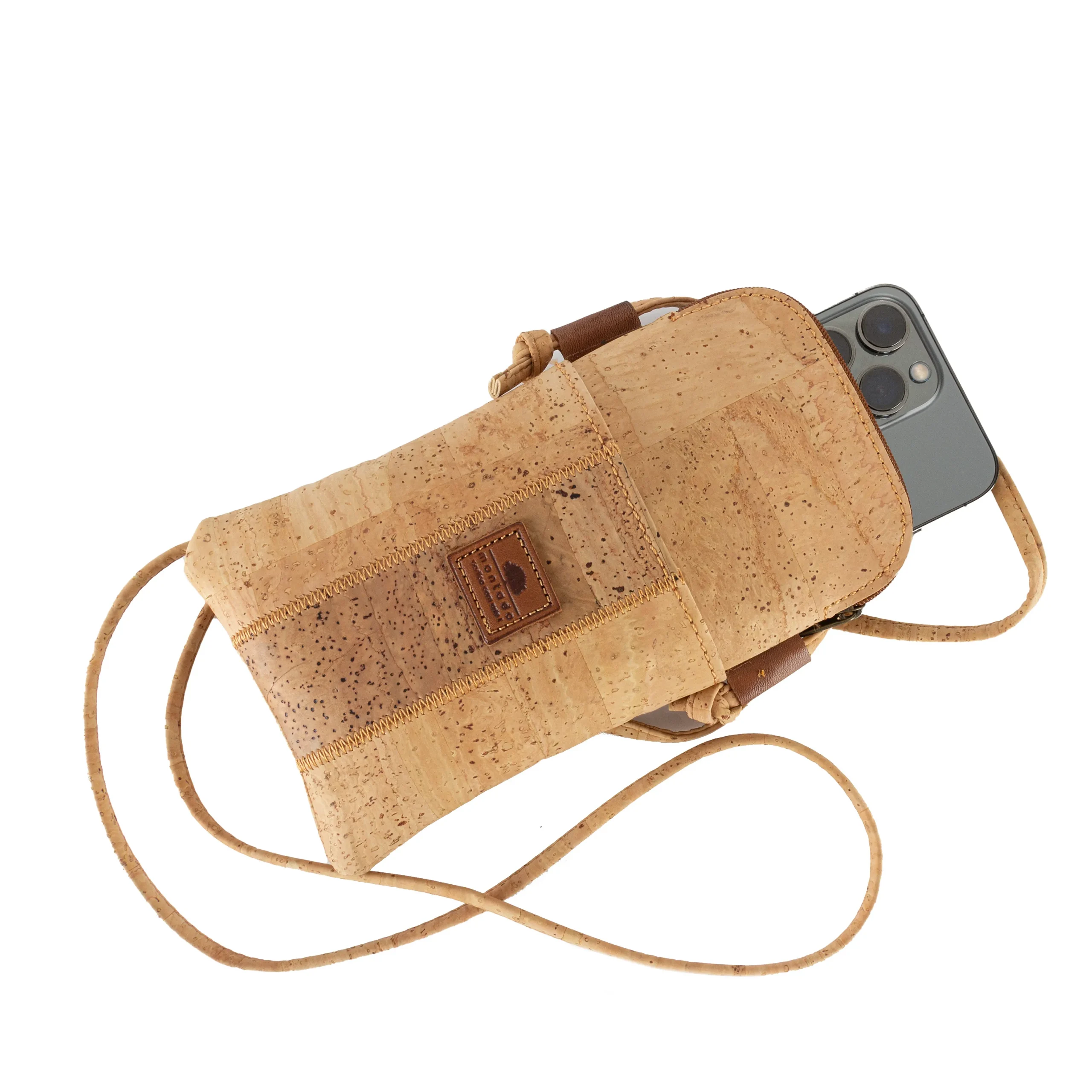 Eco-friendly Cork Phone Pouch with Fastening - Natural Taco