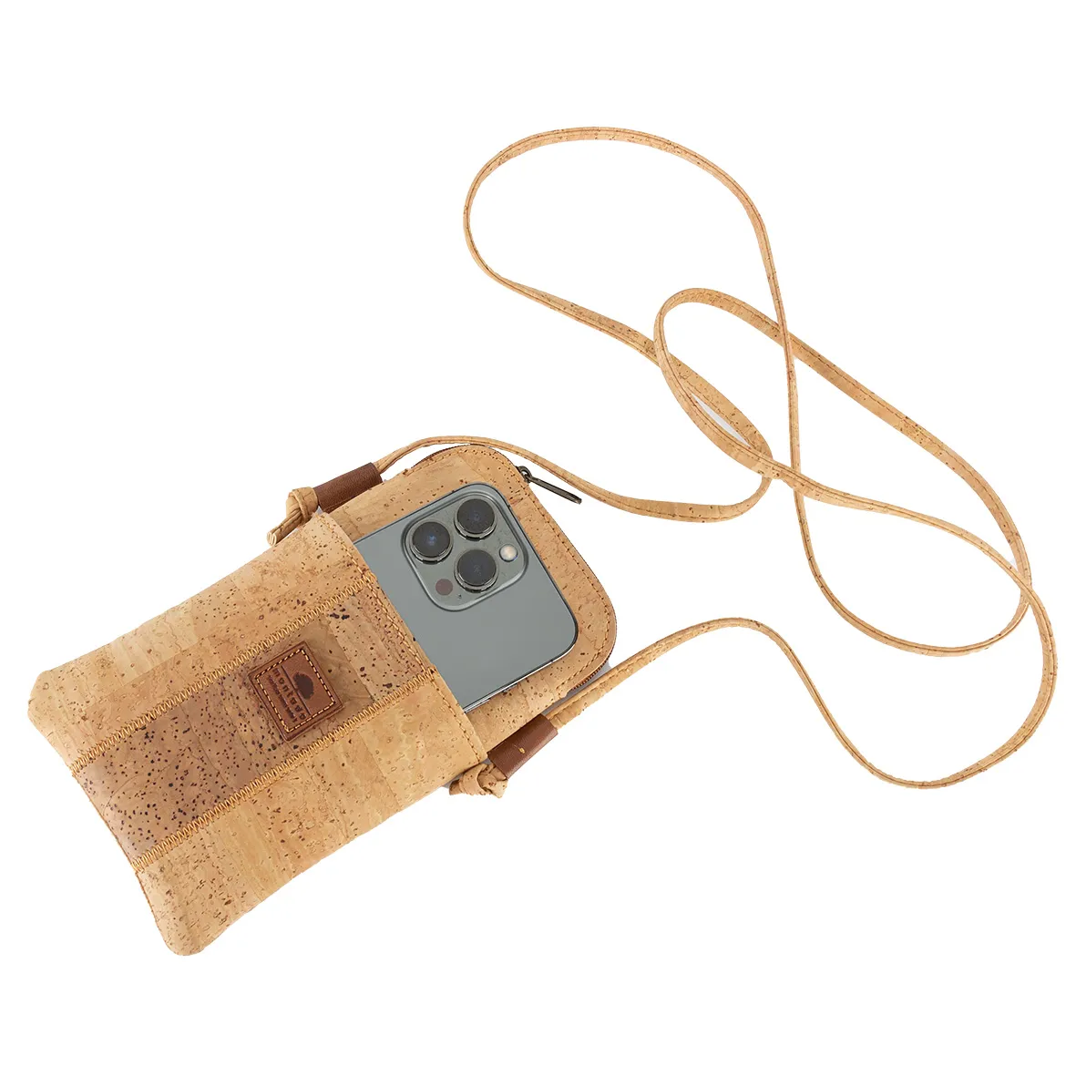 Eco-friendly Cork Phone Pouch with Fastening - Natural Taco
