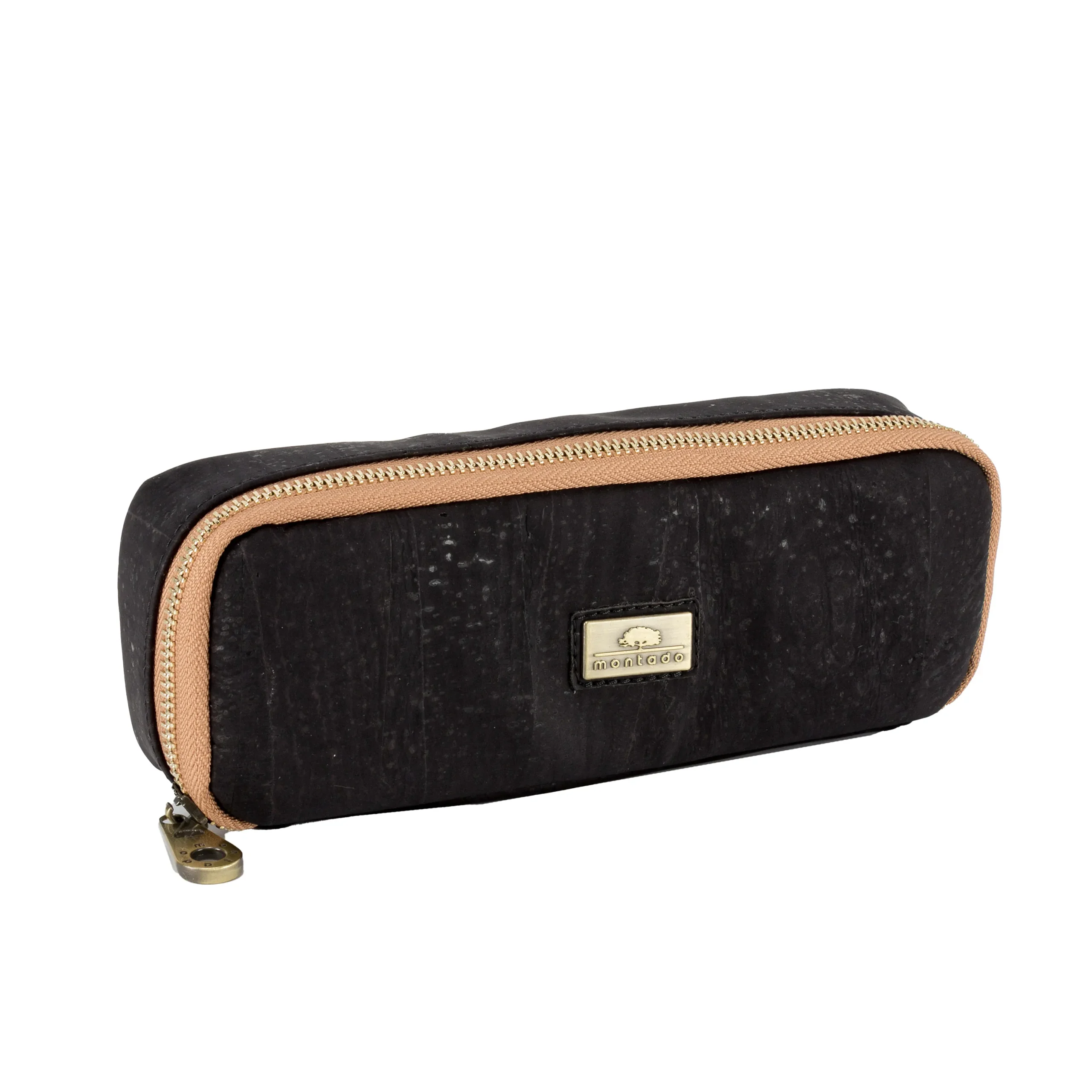 Natural Cork Cosmetic Bag or Case, Compact and Eco-Friendly - Black